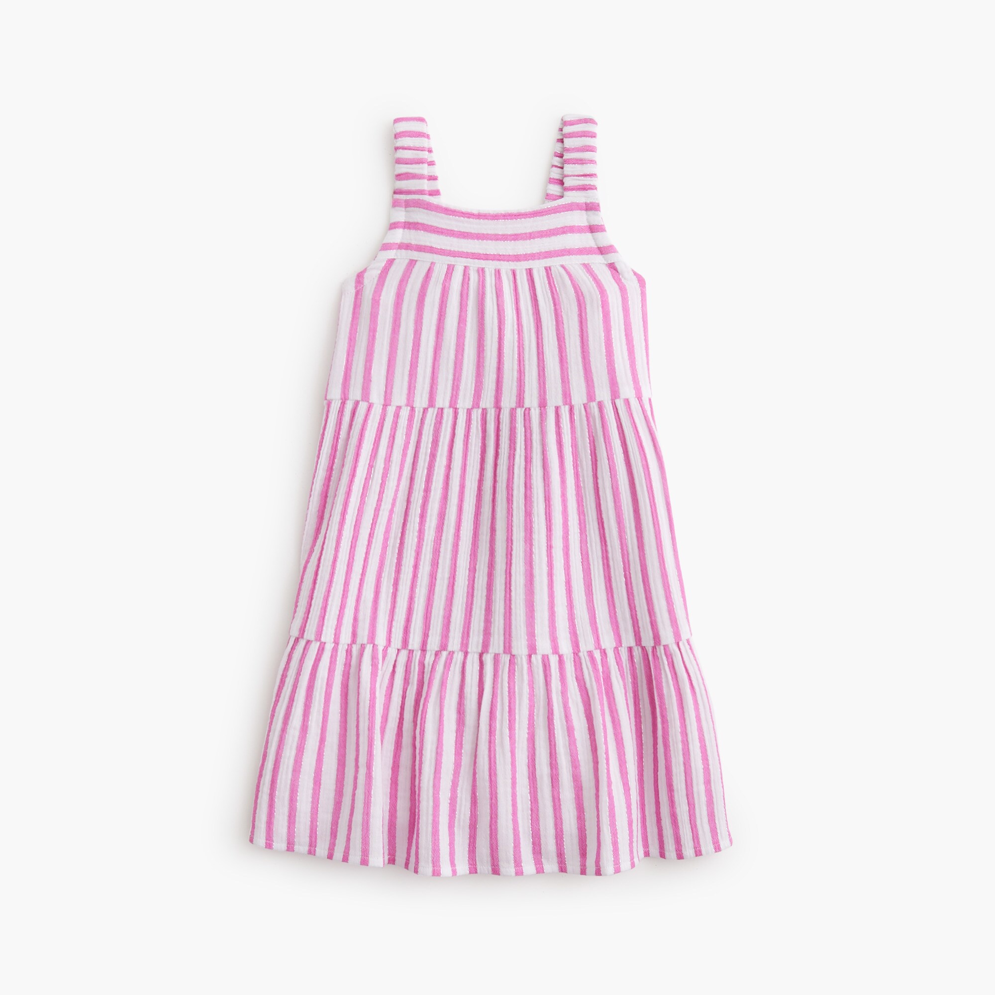 girls' striped shimmer gauze tiered dress for girls