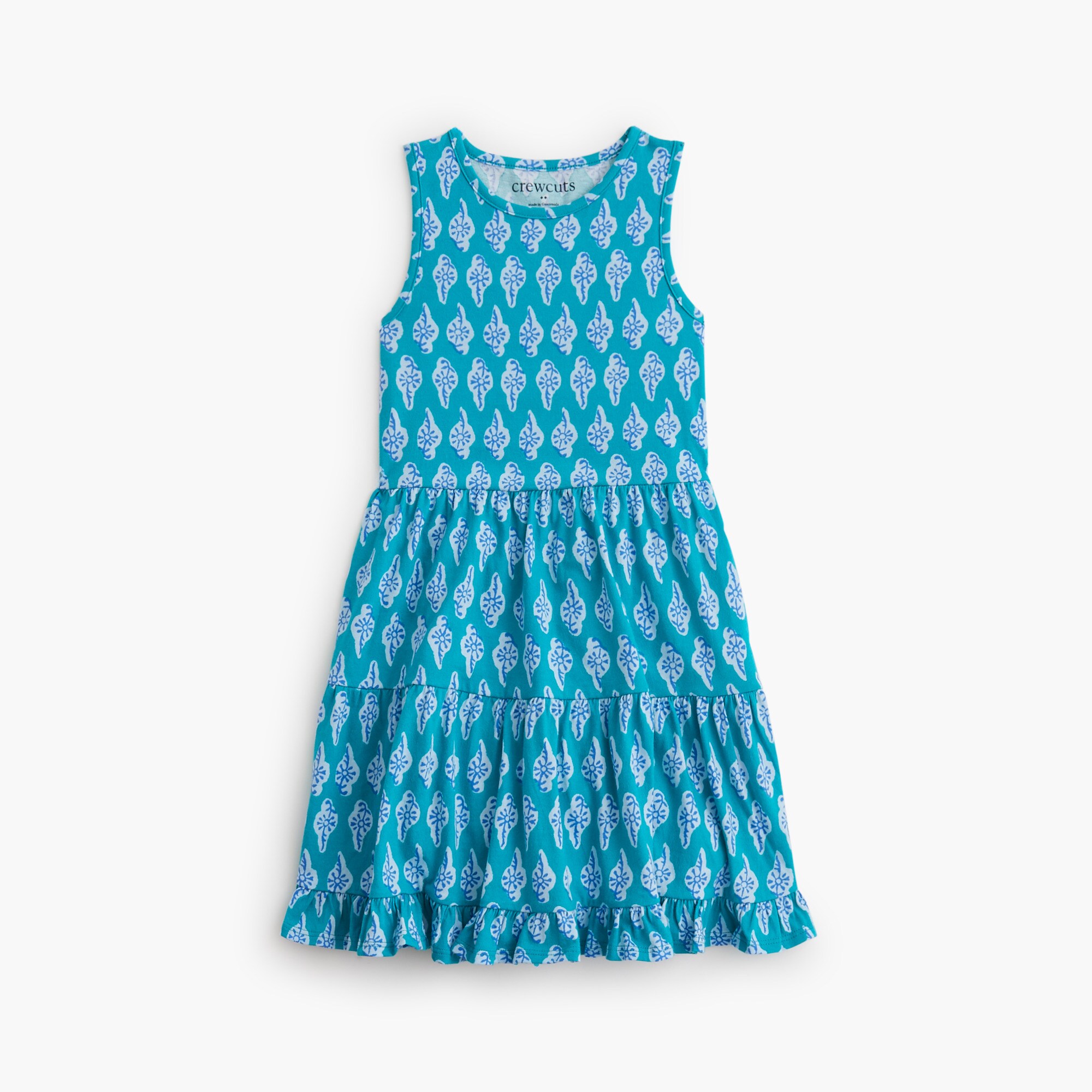 girls' block-print knit tank dress for girls