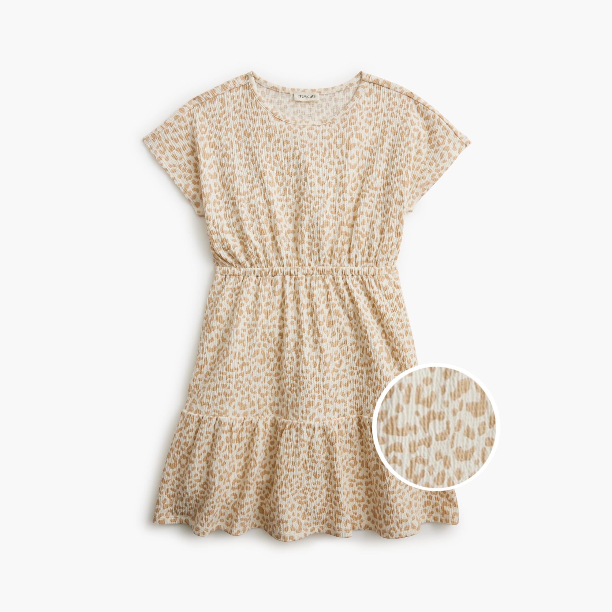  Girls' crinkle-knit leopard dress