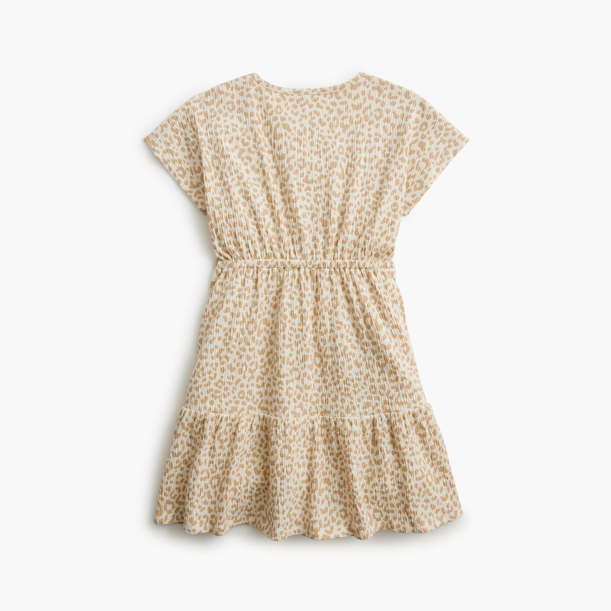 Girls' crinkle-knit leopard dress