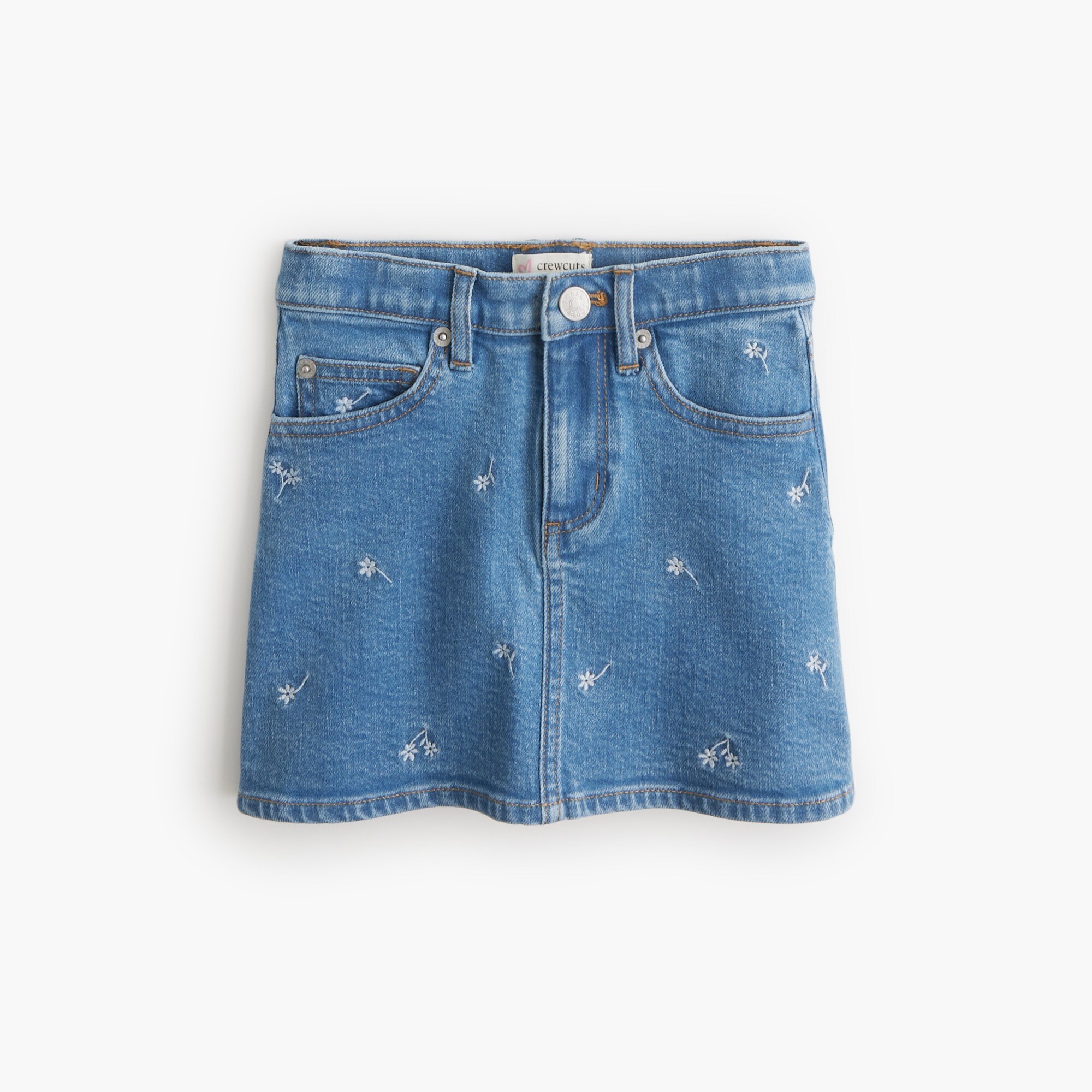  Girls' flower embroidered denim skirt