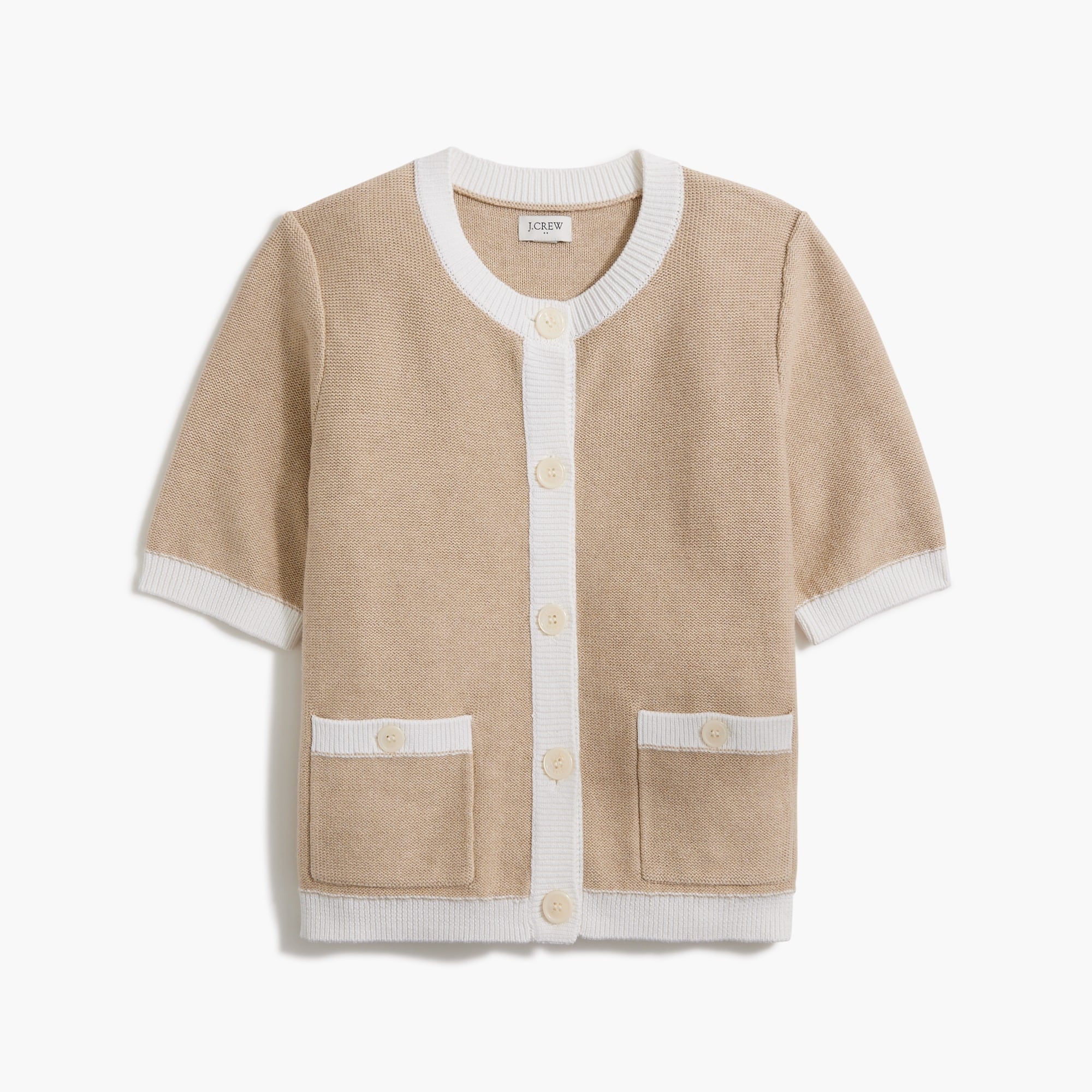 Short-sleeve cardigan sweater