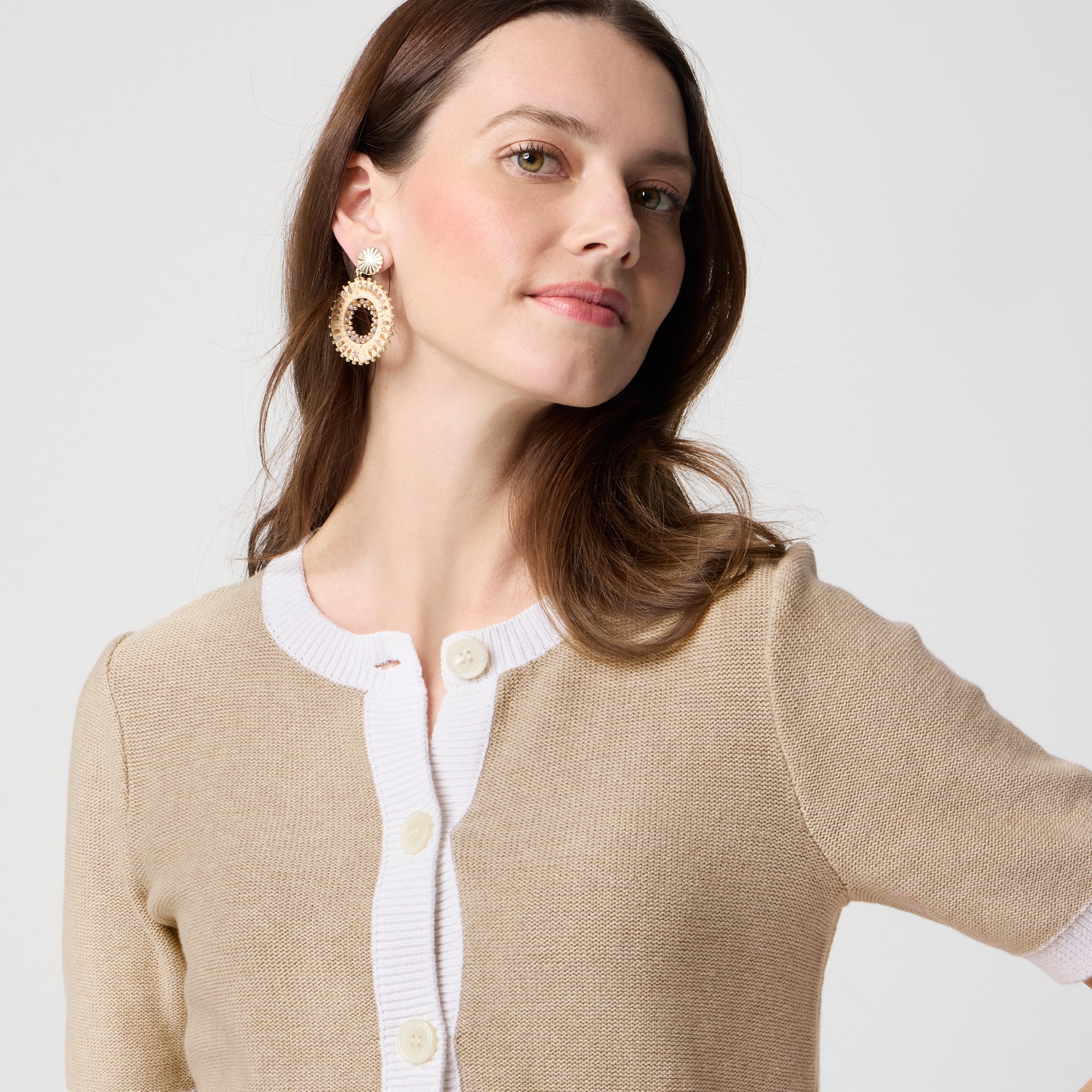 Short-sleeve cardigan sweater