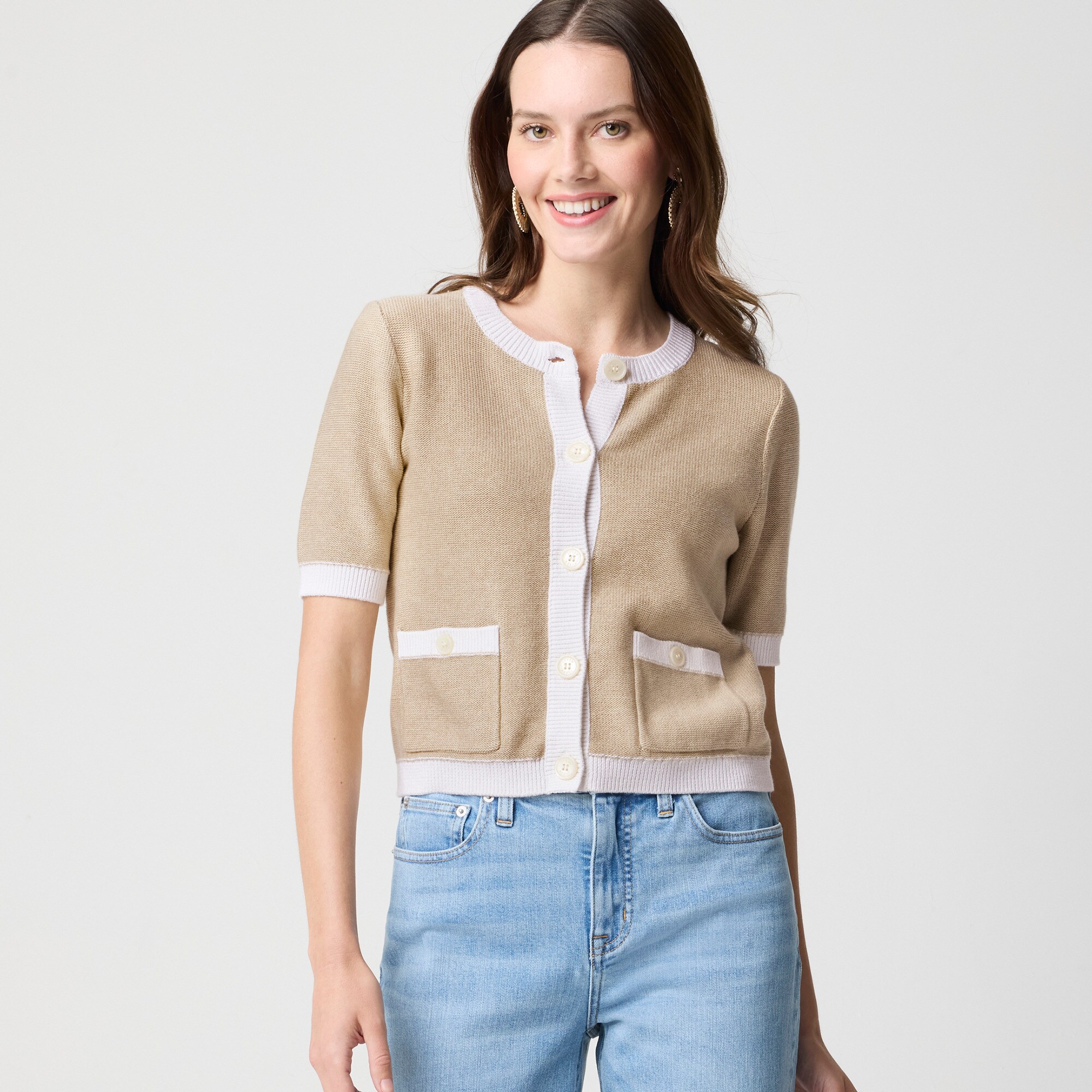 Short-sleeve cardigan sweater