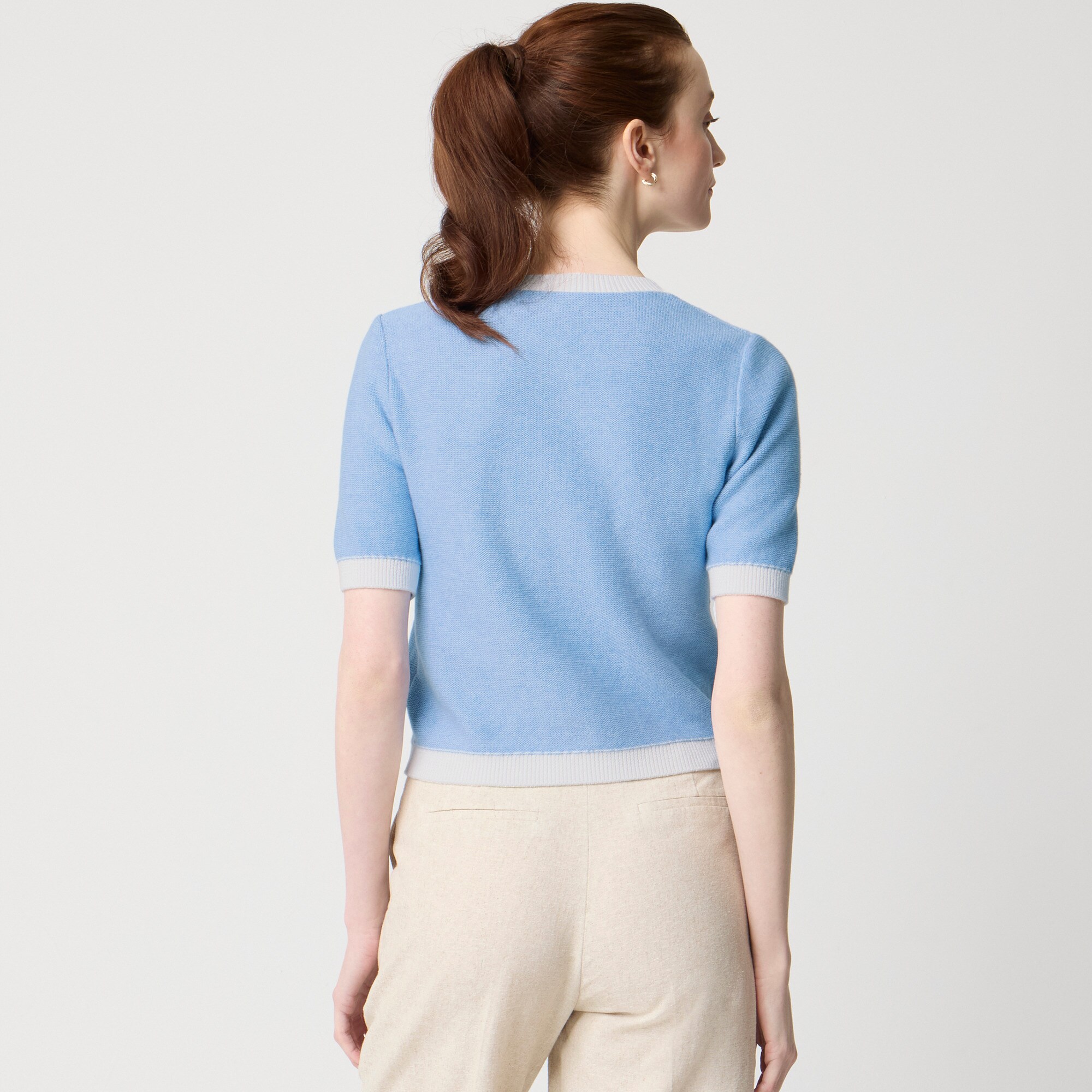Short-sleeve cardigan sweater