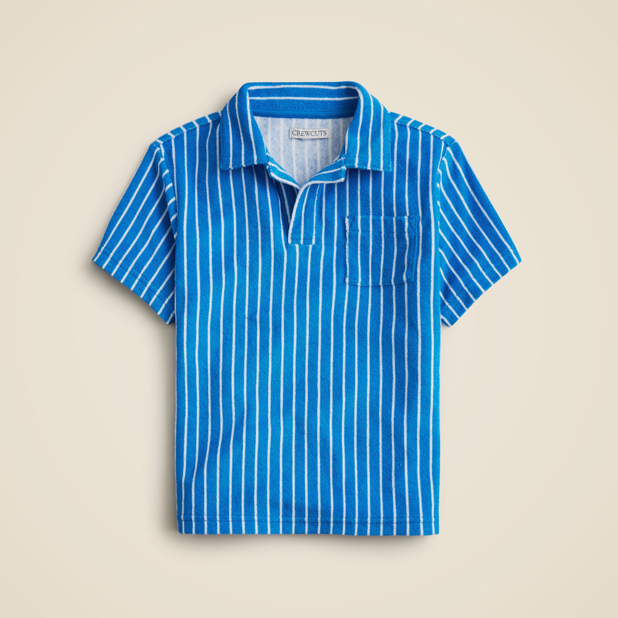  Kids' short-sleeve johnny-collar shirt in towel terry