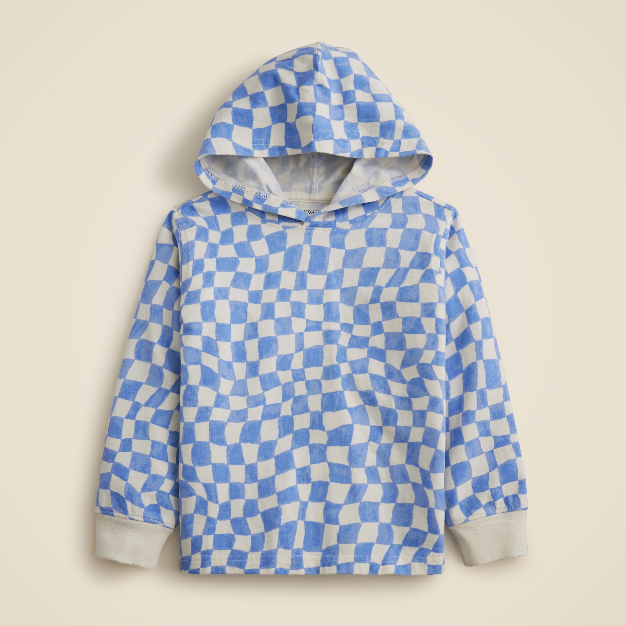 Kids' lightweight cotton hoodie in checkerboard