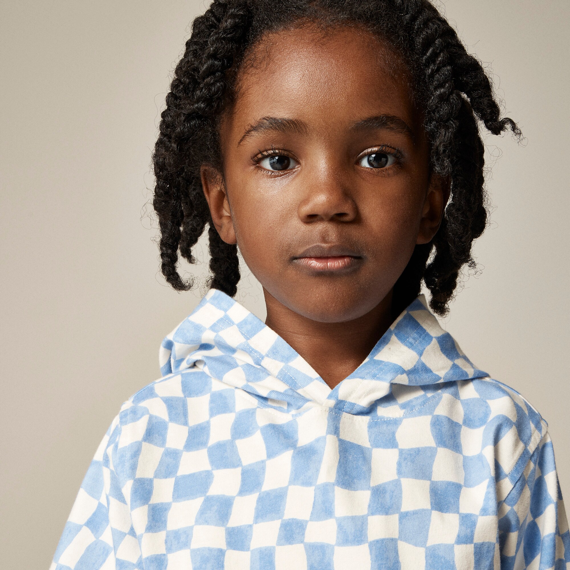Kids' lightweight cotton hoodie in checkerboard