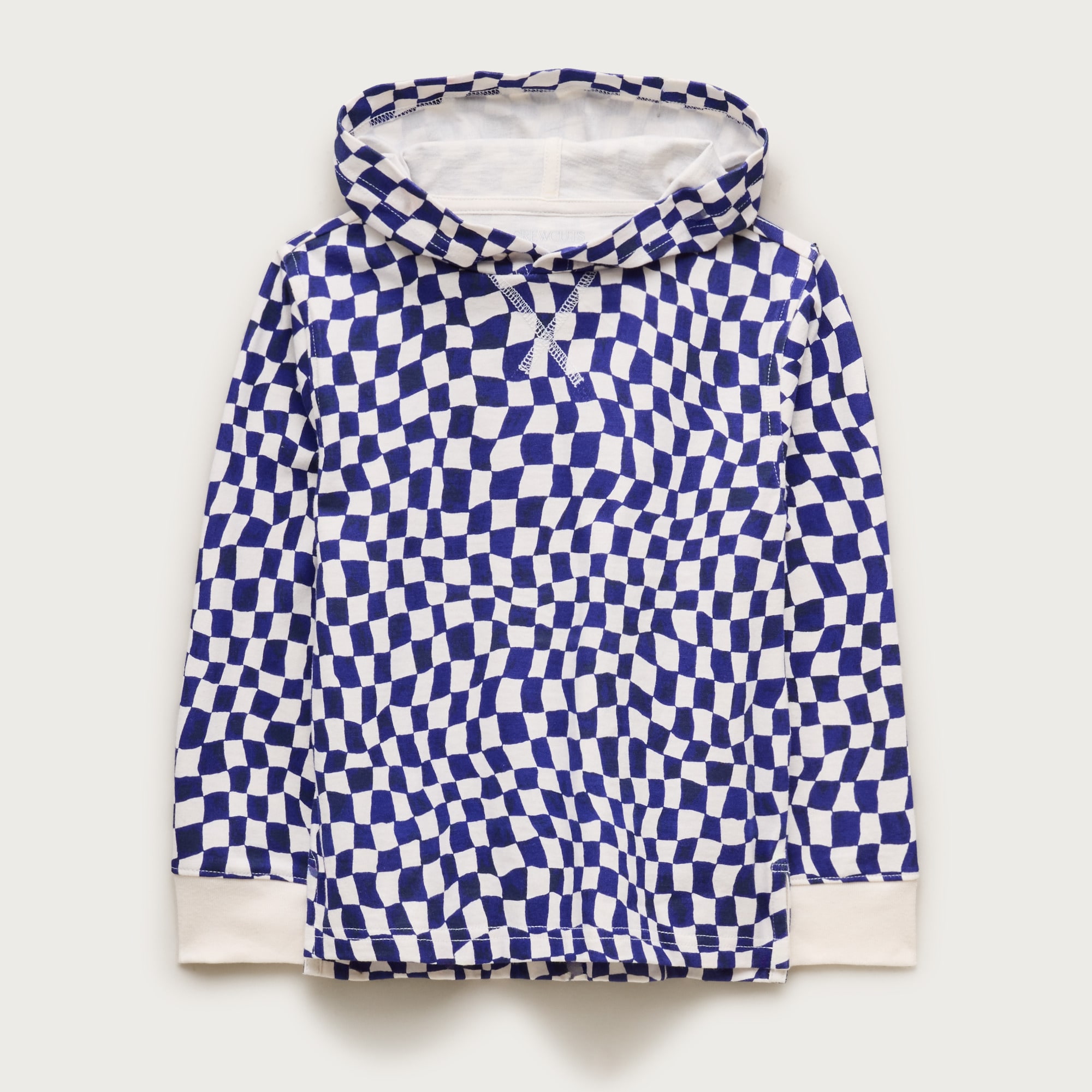 Kids' lightweight cotton hoodie in checkerboard