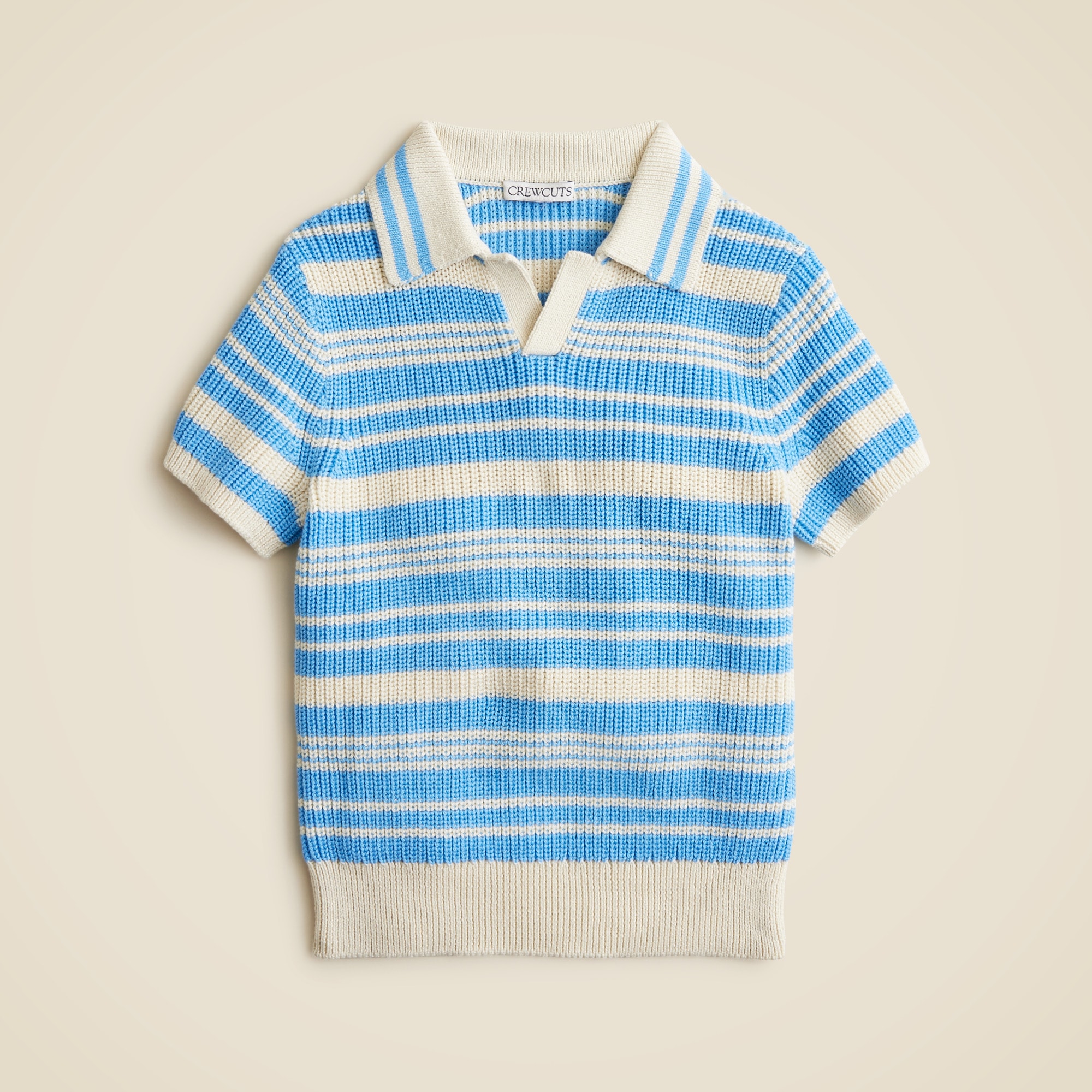 boys Kids' short-sleeve johnny-collar sweater-polo in stripe