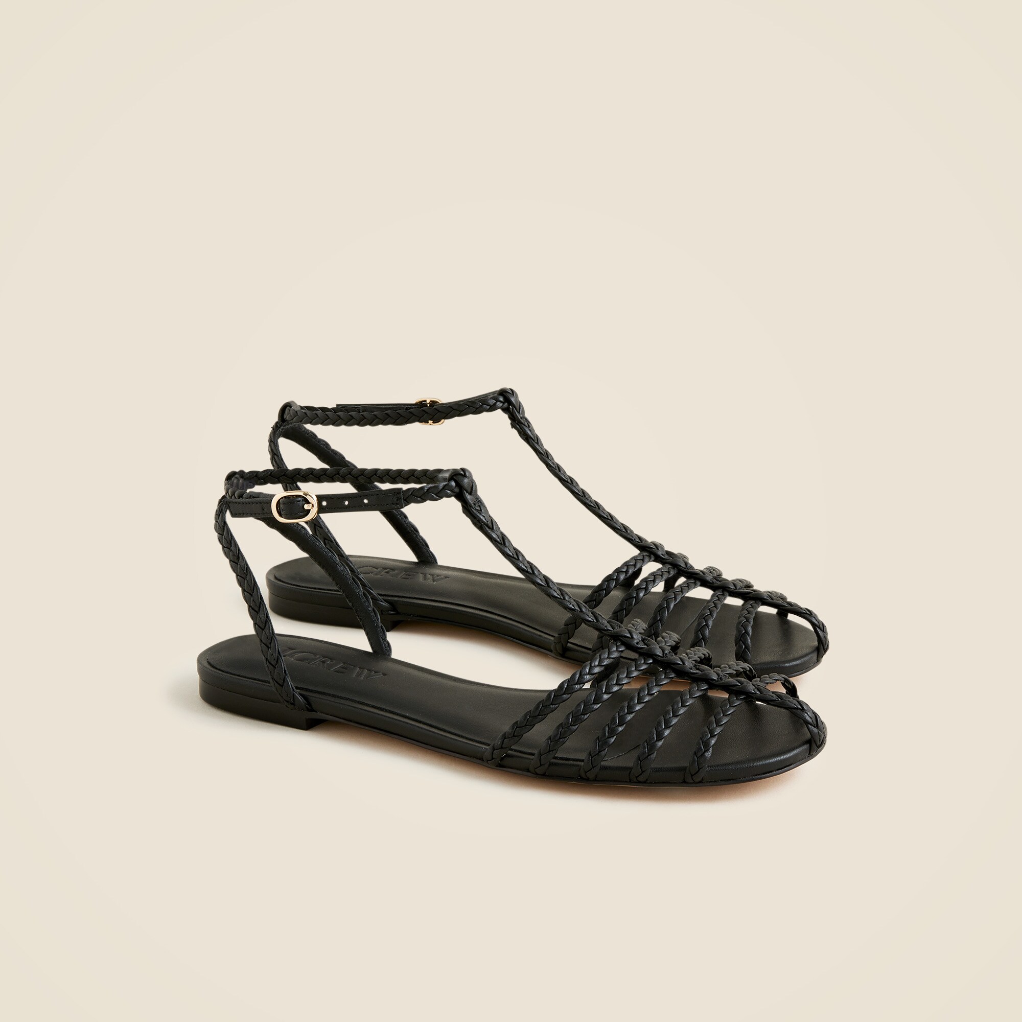 braided cage-toe sandals in leather for women