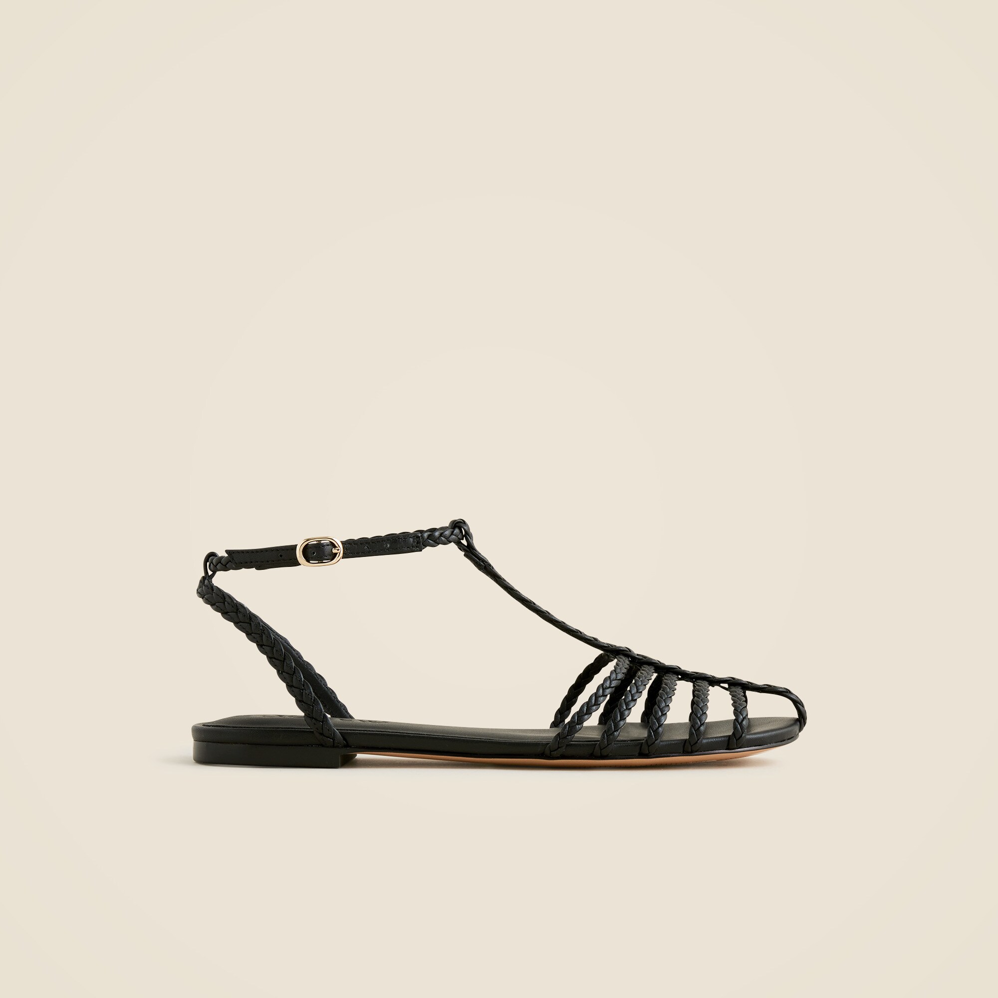 Braided cage-toe sandals in leather