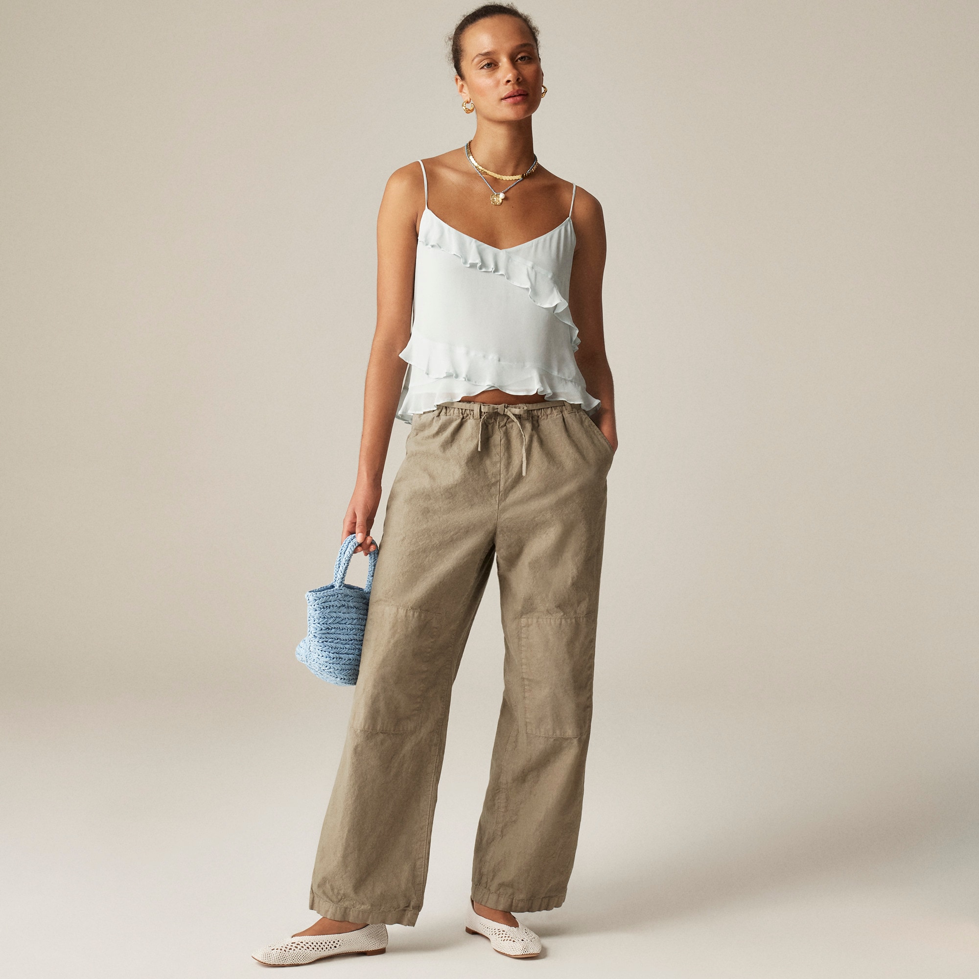 womens Relaxed utility pant in cotton blend
