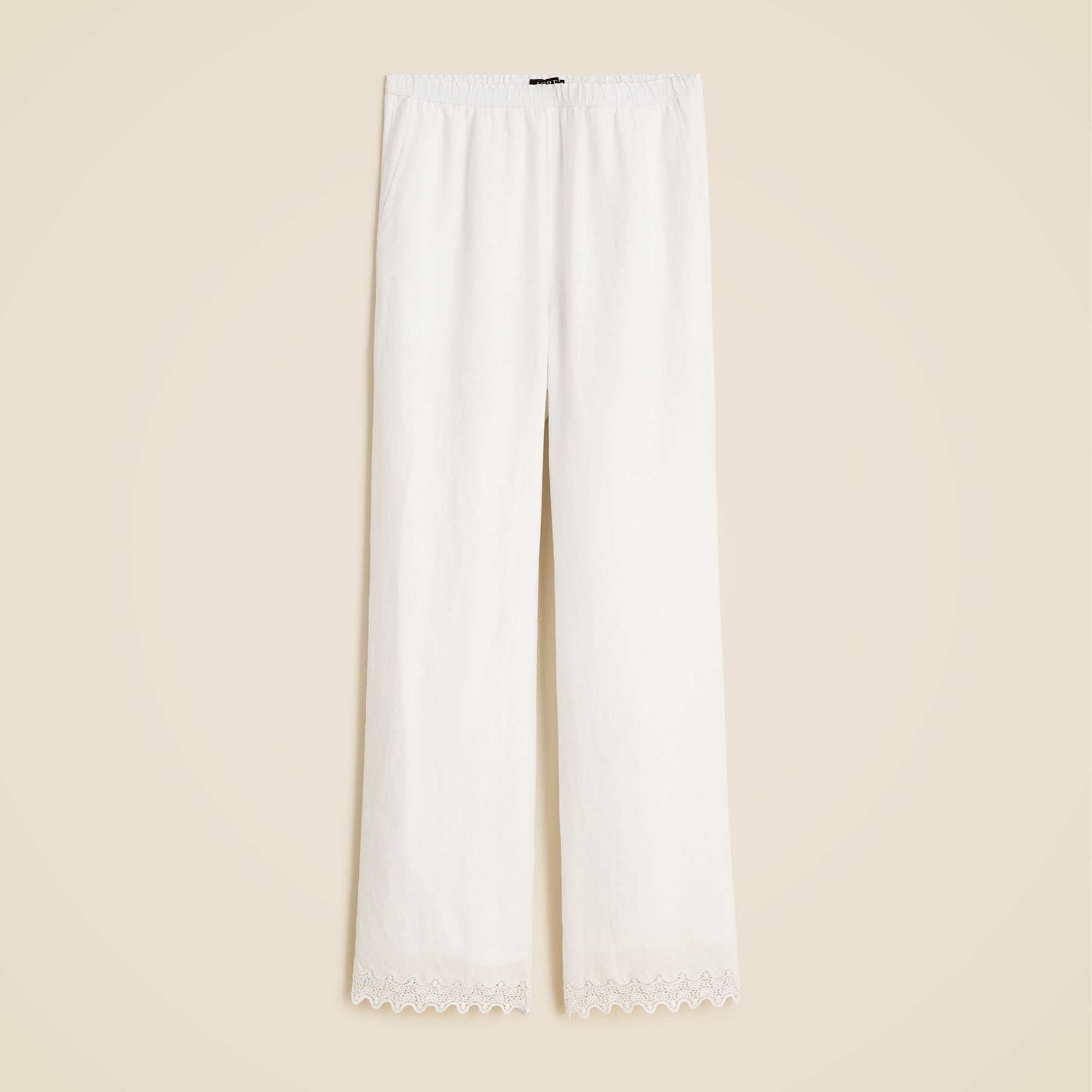Stratus lace-trim pant in linen
