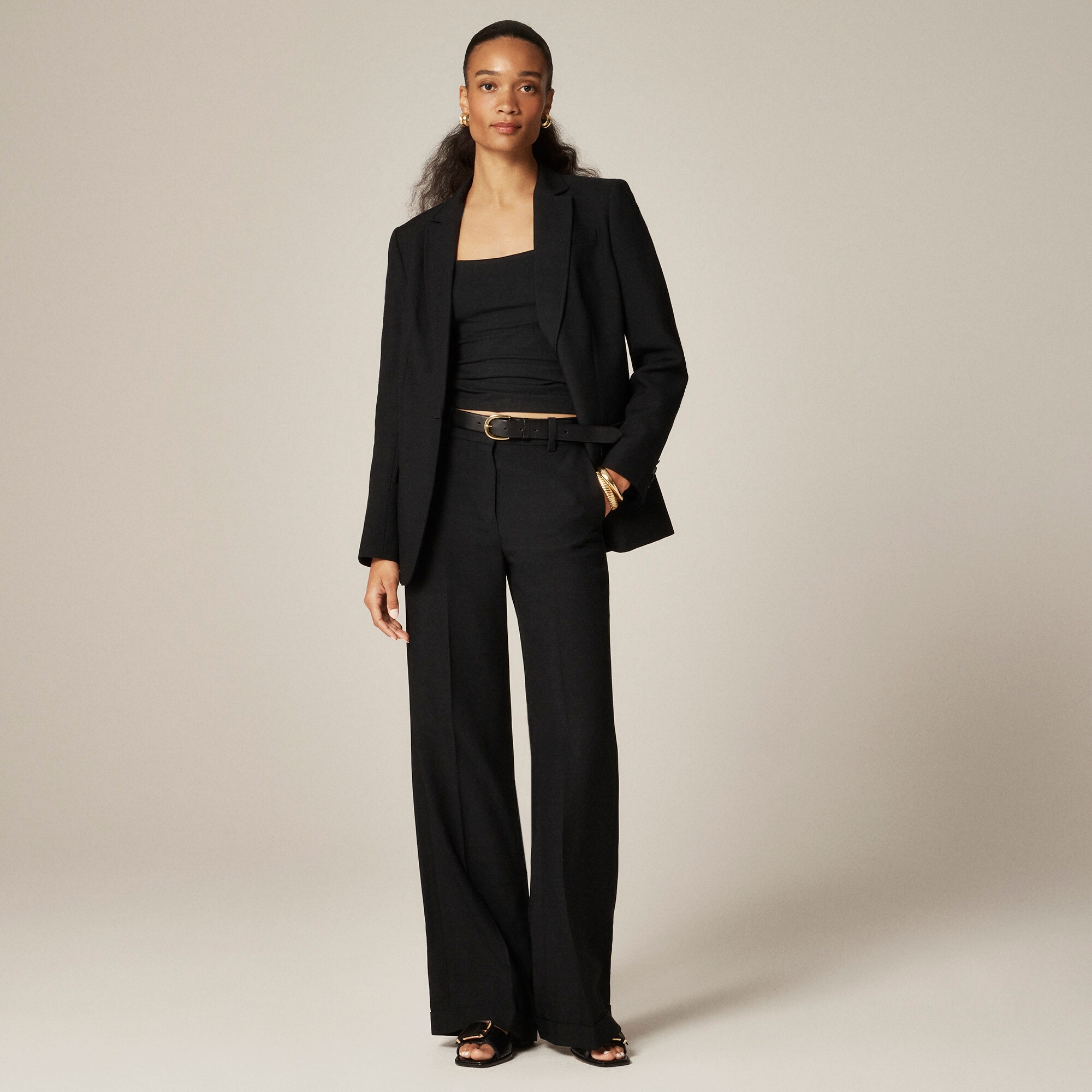  Petite cuffed wide-leg trouser in luster canvas