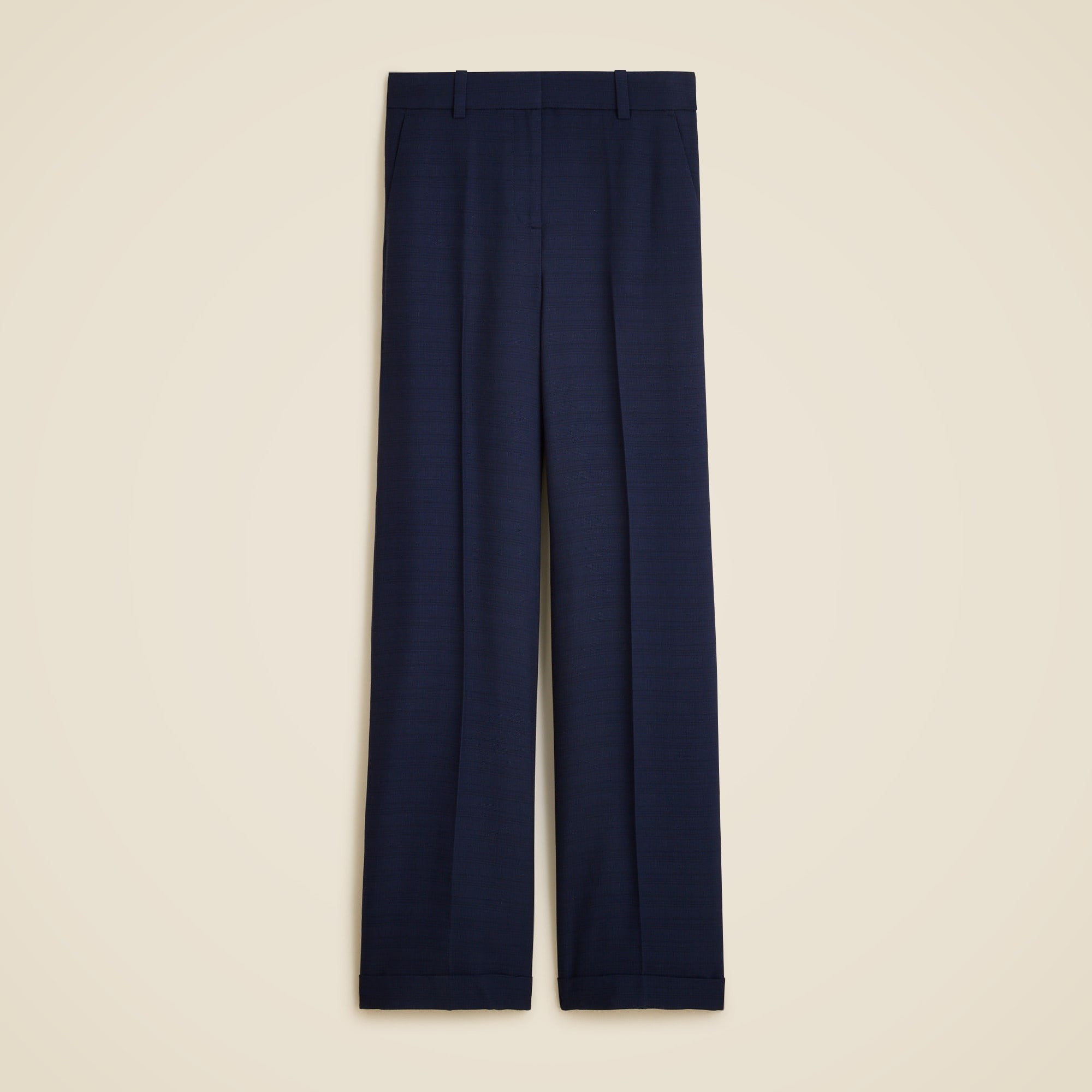 Cuffed wide-leg trouser in luster canvas