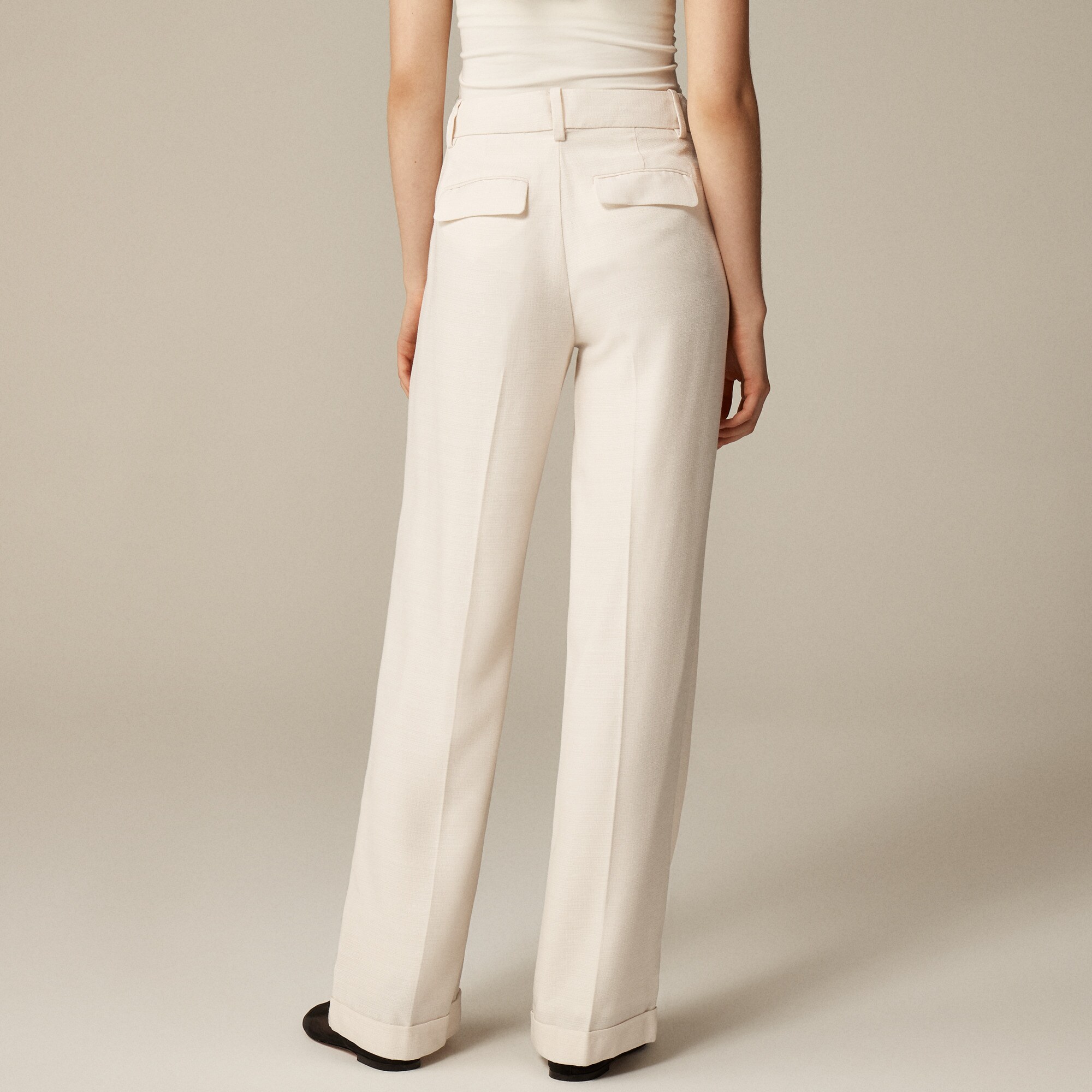 Cuffed wide-leg trouser in luster canvas