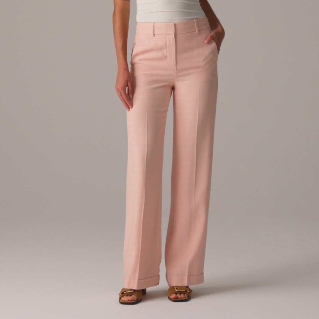 Cuffed wide-leg trouser in luster canvas