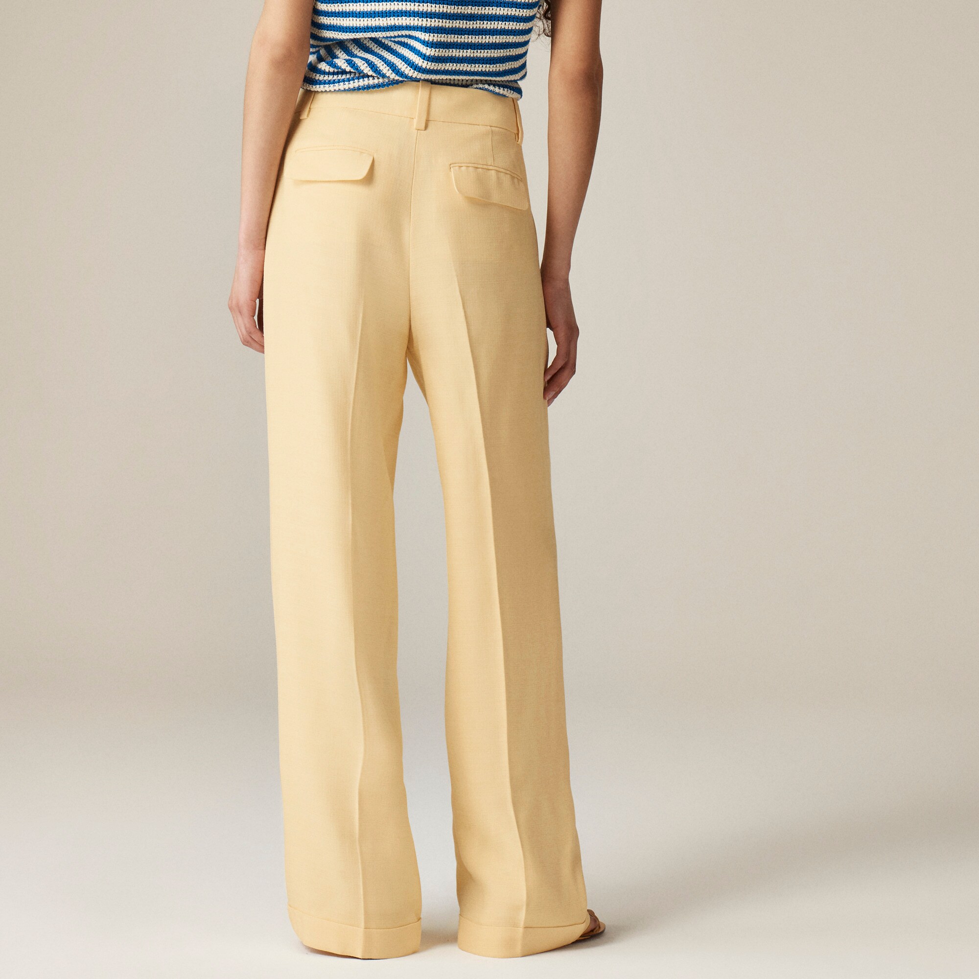 Cuffed wide-leg trouser in luster canvas