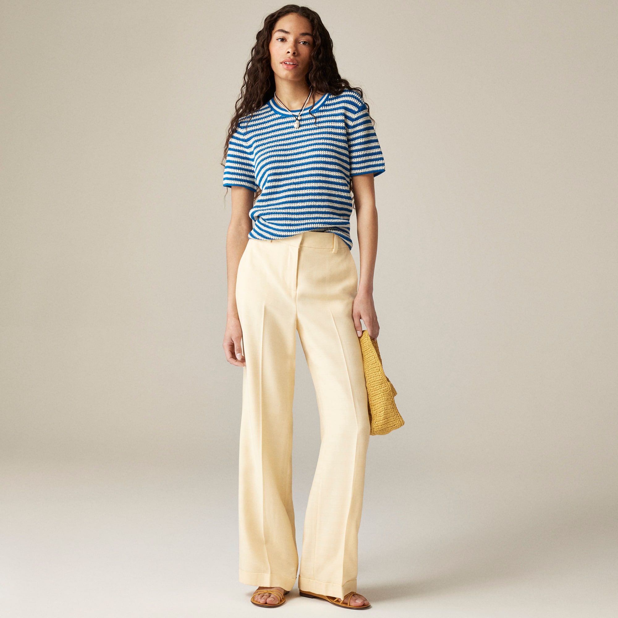 womens Cuffed wide-leg trouser in luster canvas