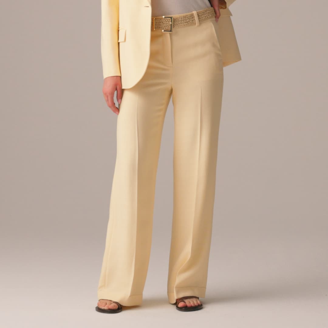 womens Cuffed wide-leg trouser in luster canvas