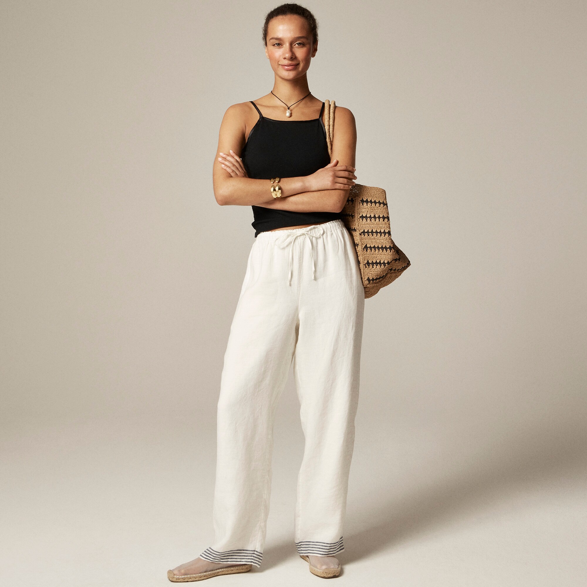 Petite new Soleil pant in striped linen