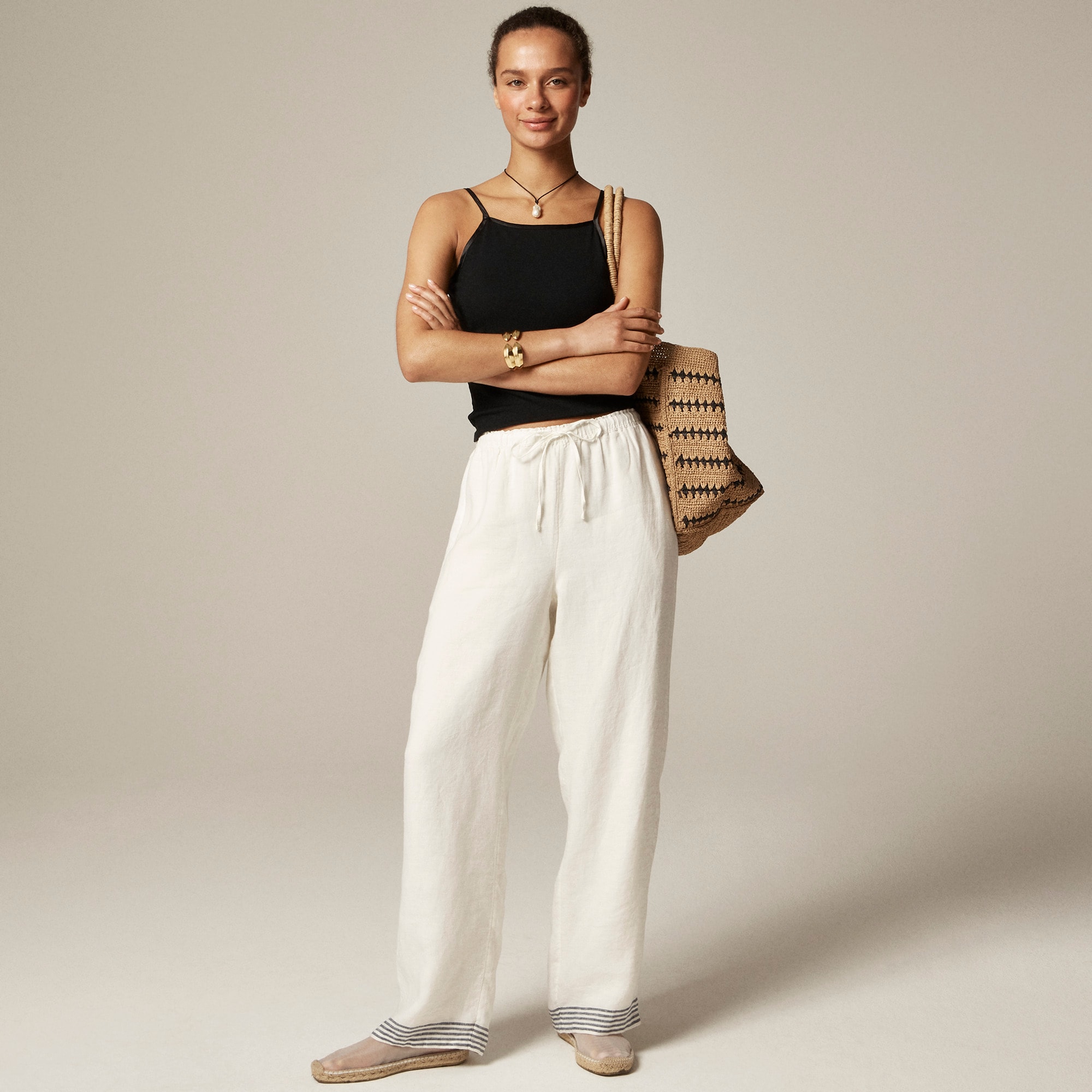 womens New Soleil pant in striped linen