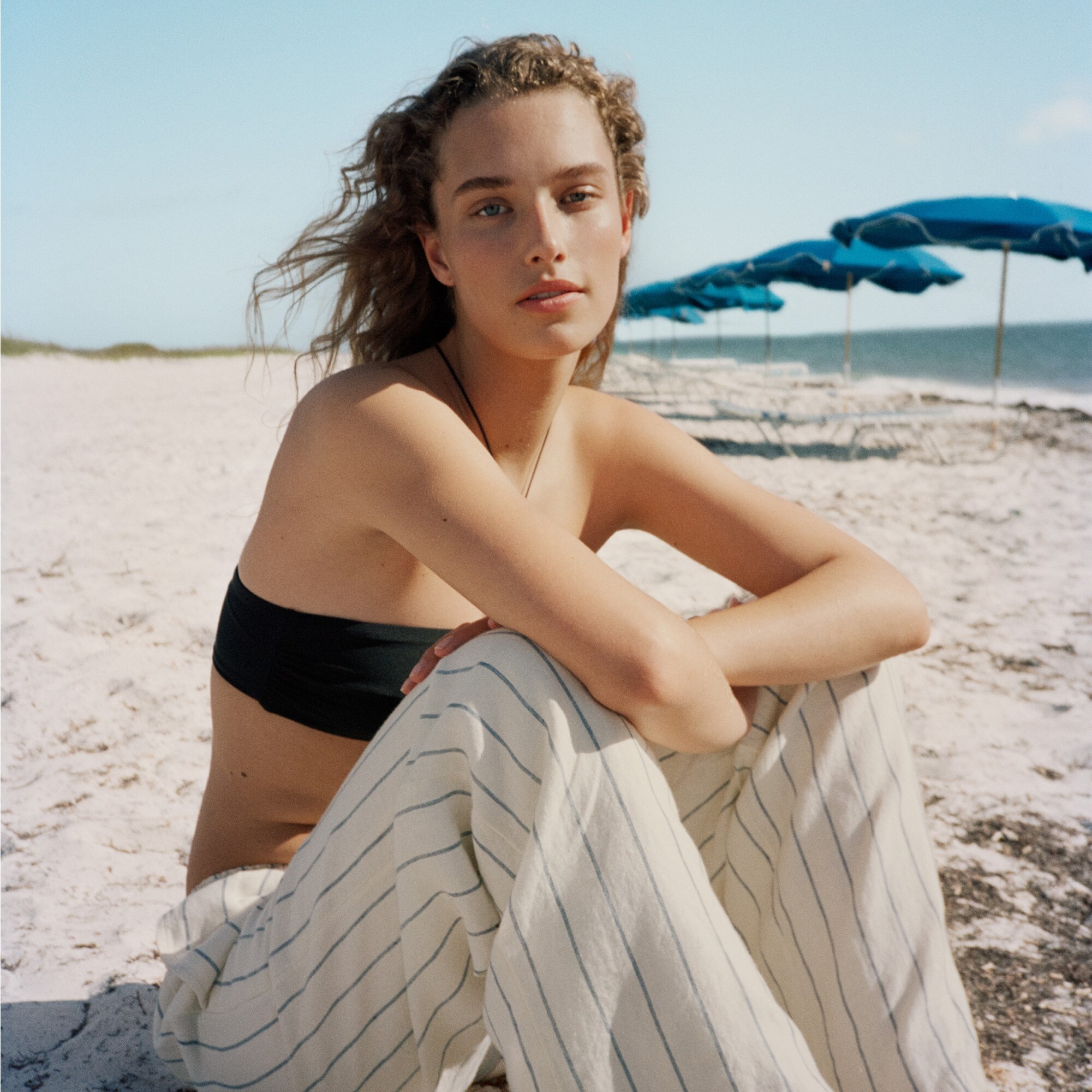New Soleil Pant In Striped Linen For Women | J.Crew