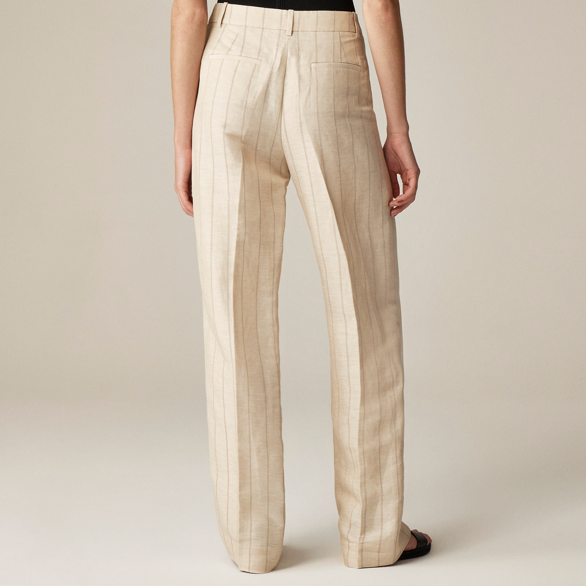 Wide-leg trouser in striped linen blend