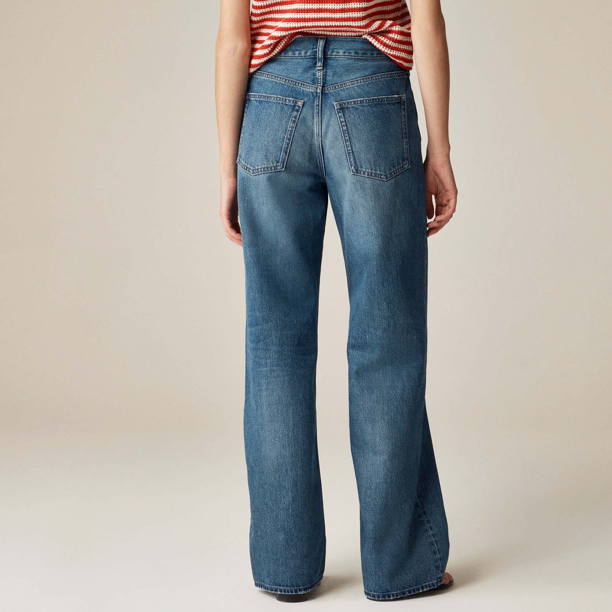 Lower-rise wide-leg jean with tie