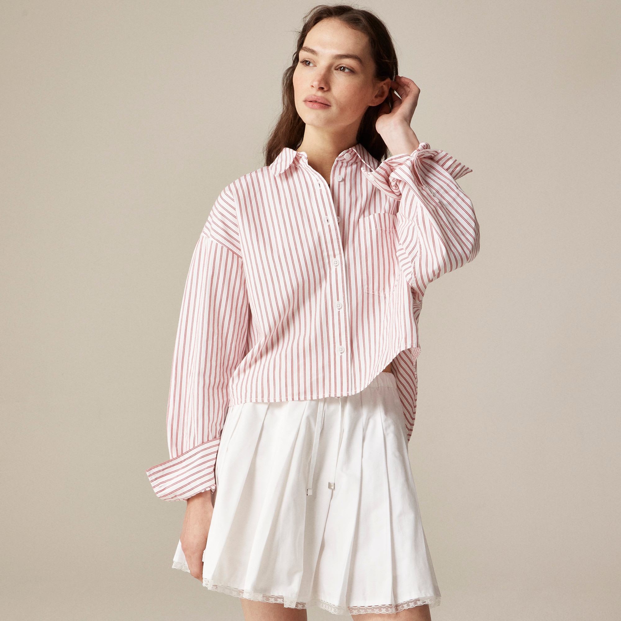 Étienne Cropped Button-up Shirt In Stripe For Women | J.Crew