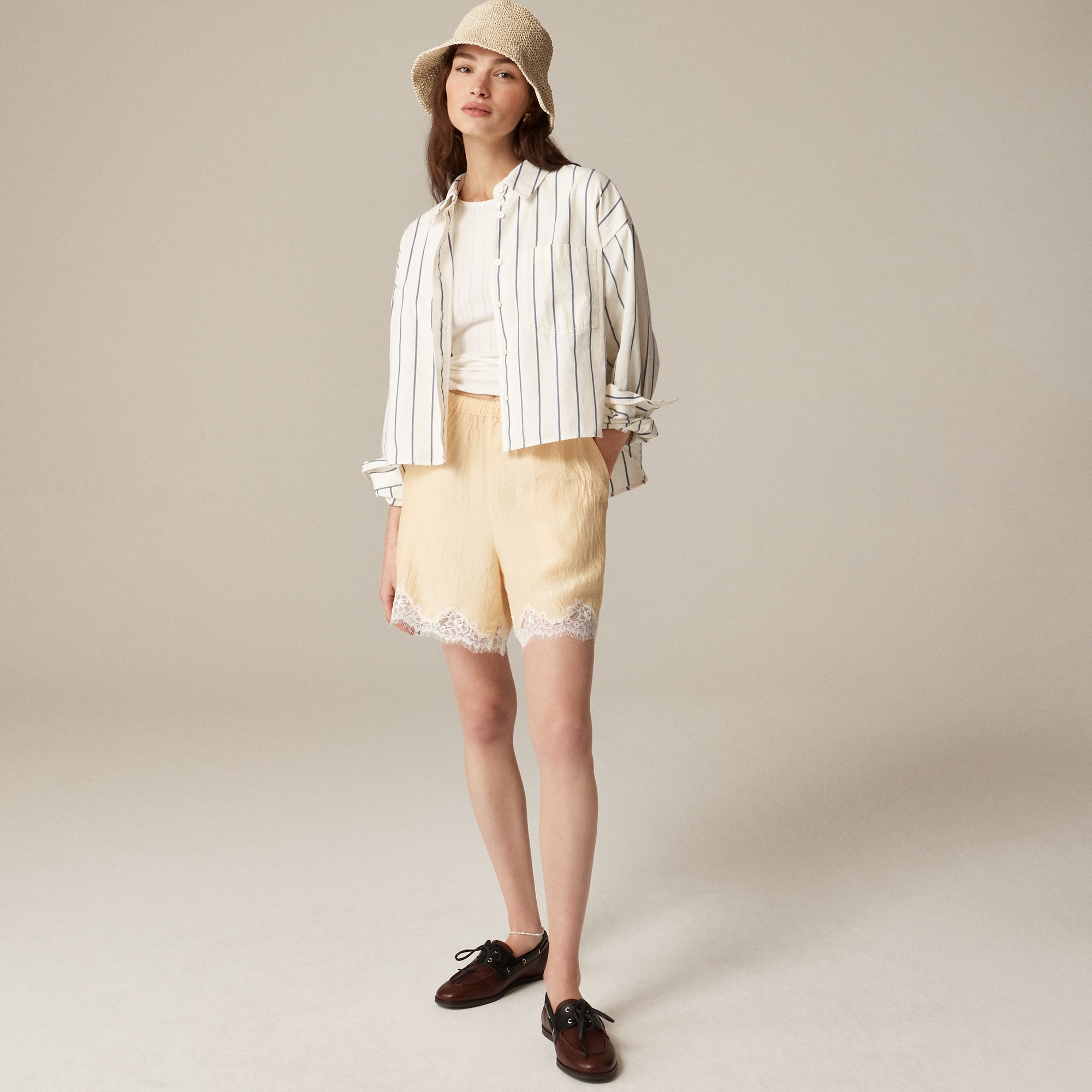 Étienne cropped button-up shirt in stripe