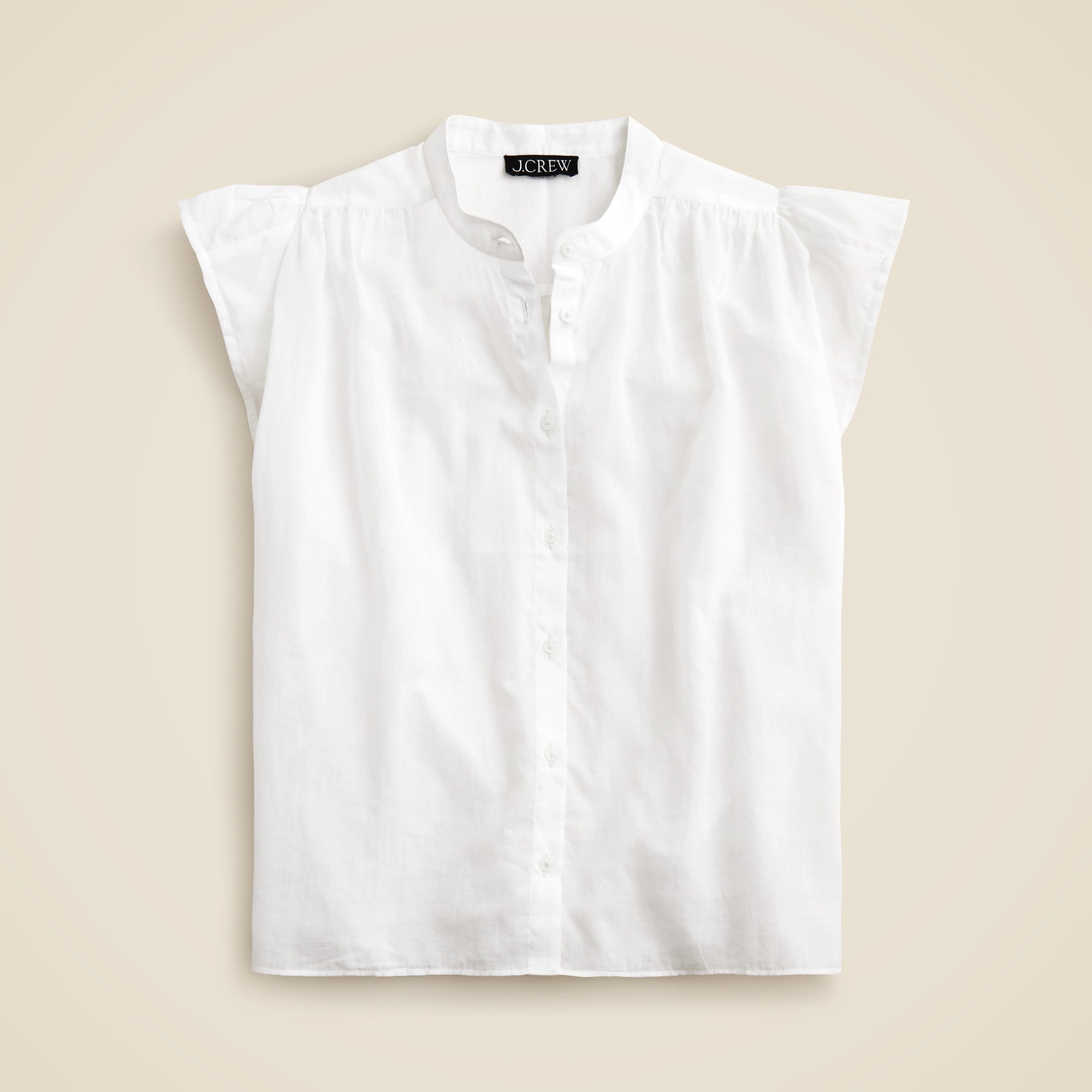 Flutter-sleeve button-up shirt in cotton voile