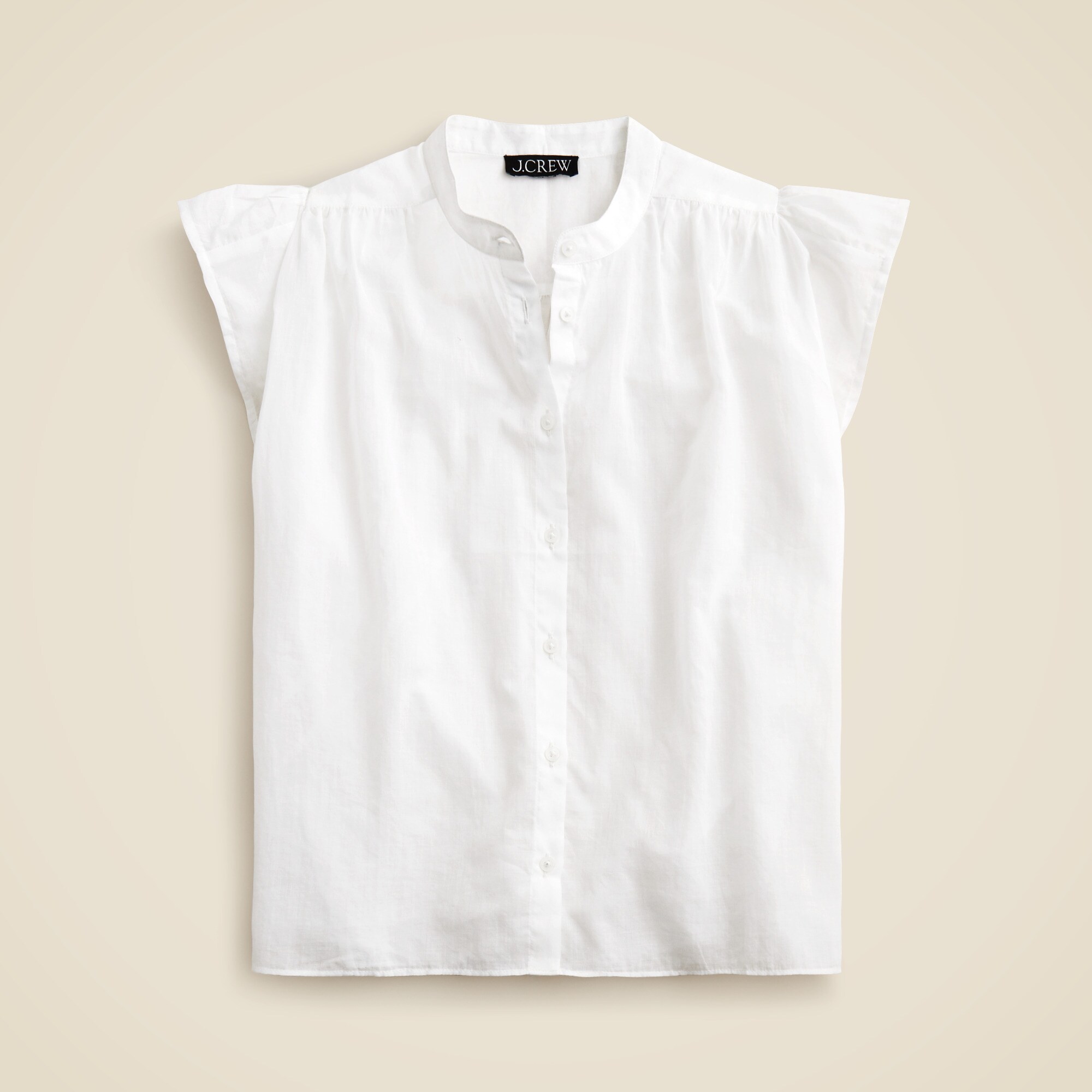  Flutter-sleeve button-up shirt in cotton voile