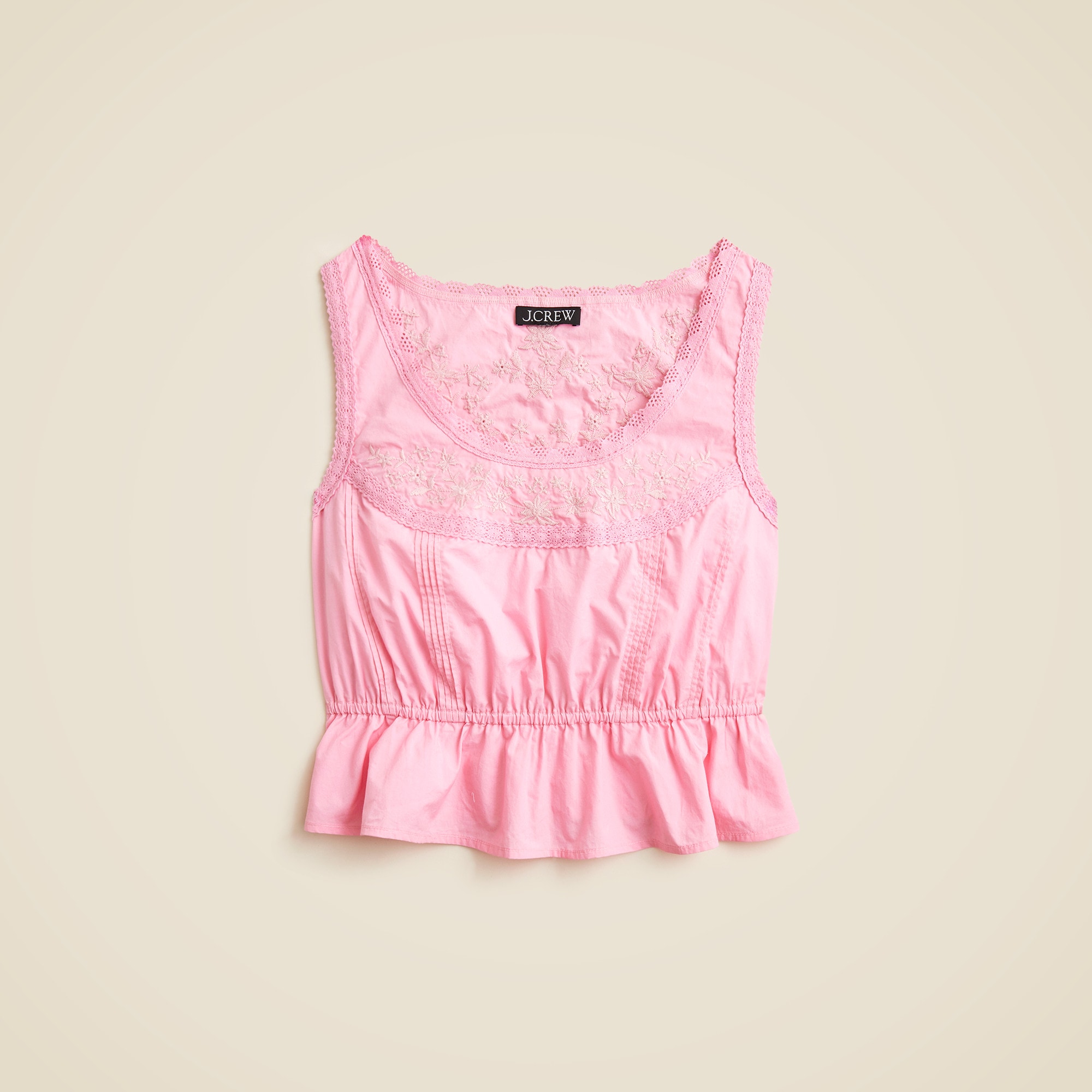 womens Flutter-hem tank in cotton poplin