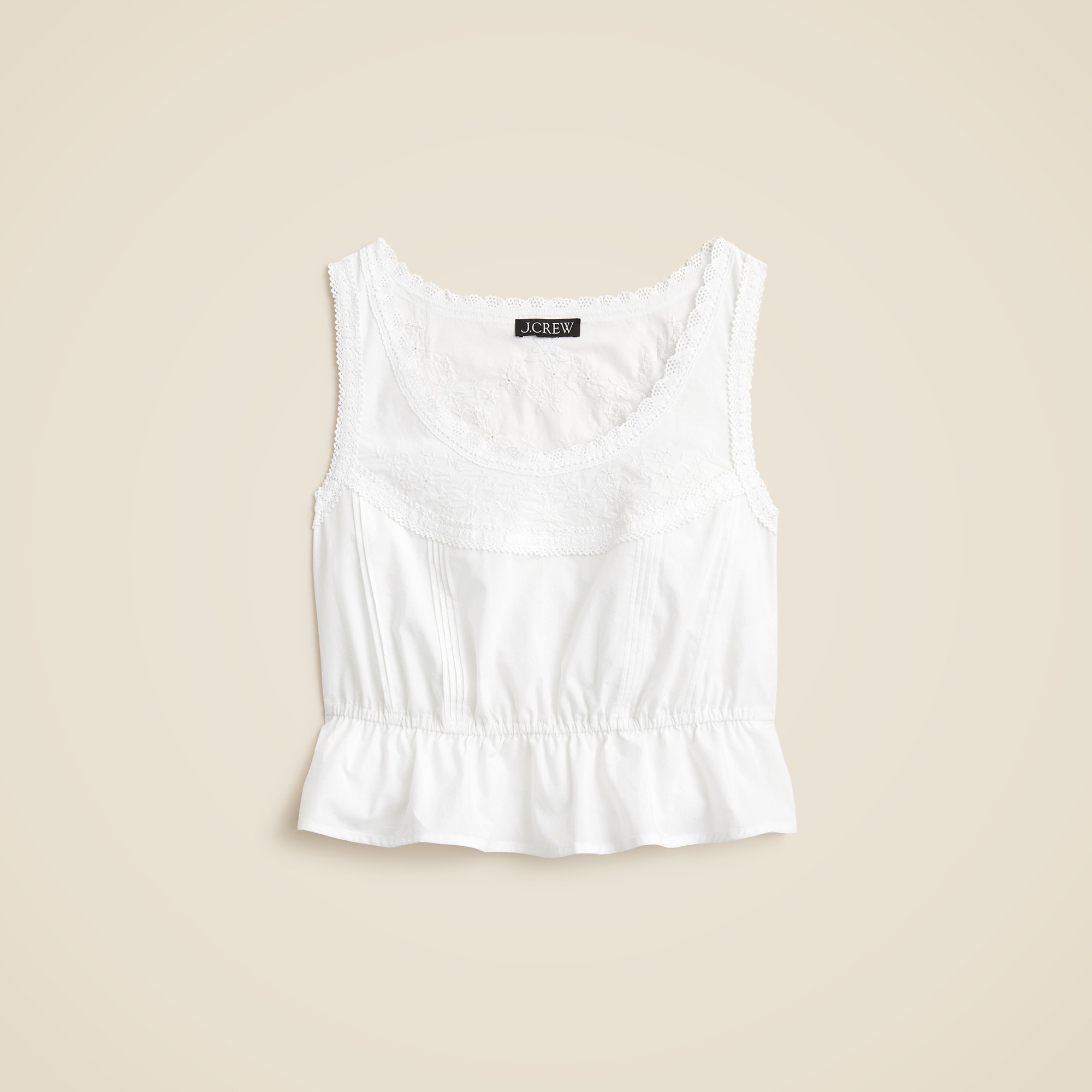 Flutter-hem tank in cotton poplin