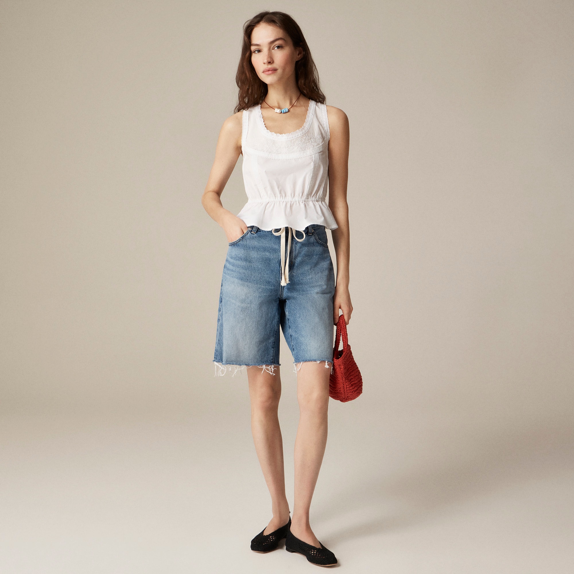Flutter-hem tank in cotton poplin - image 2