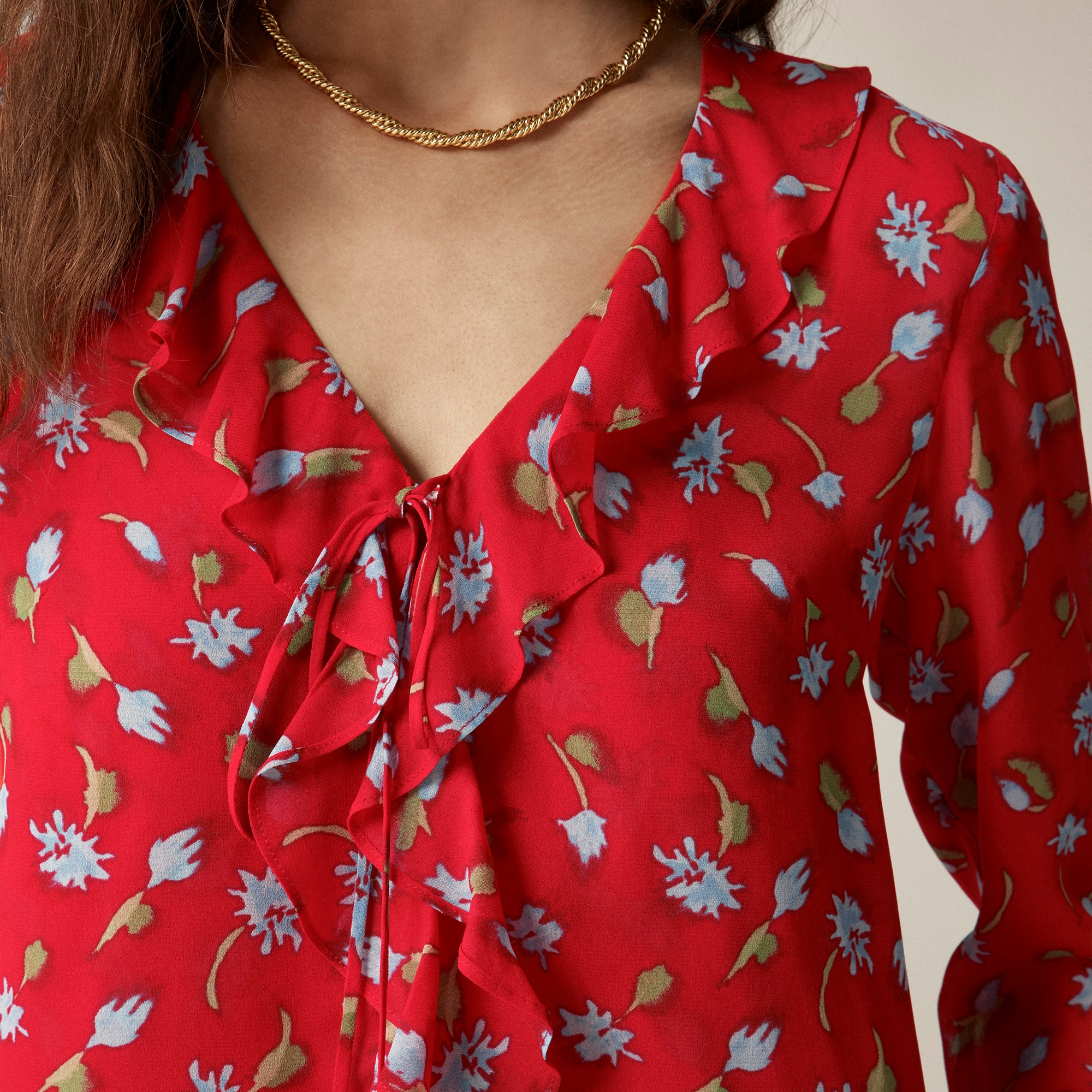 Ruffle tie-front top in chiffon - image 4
