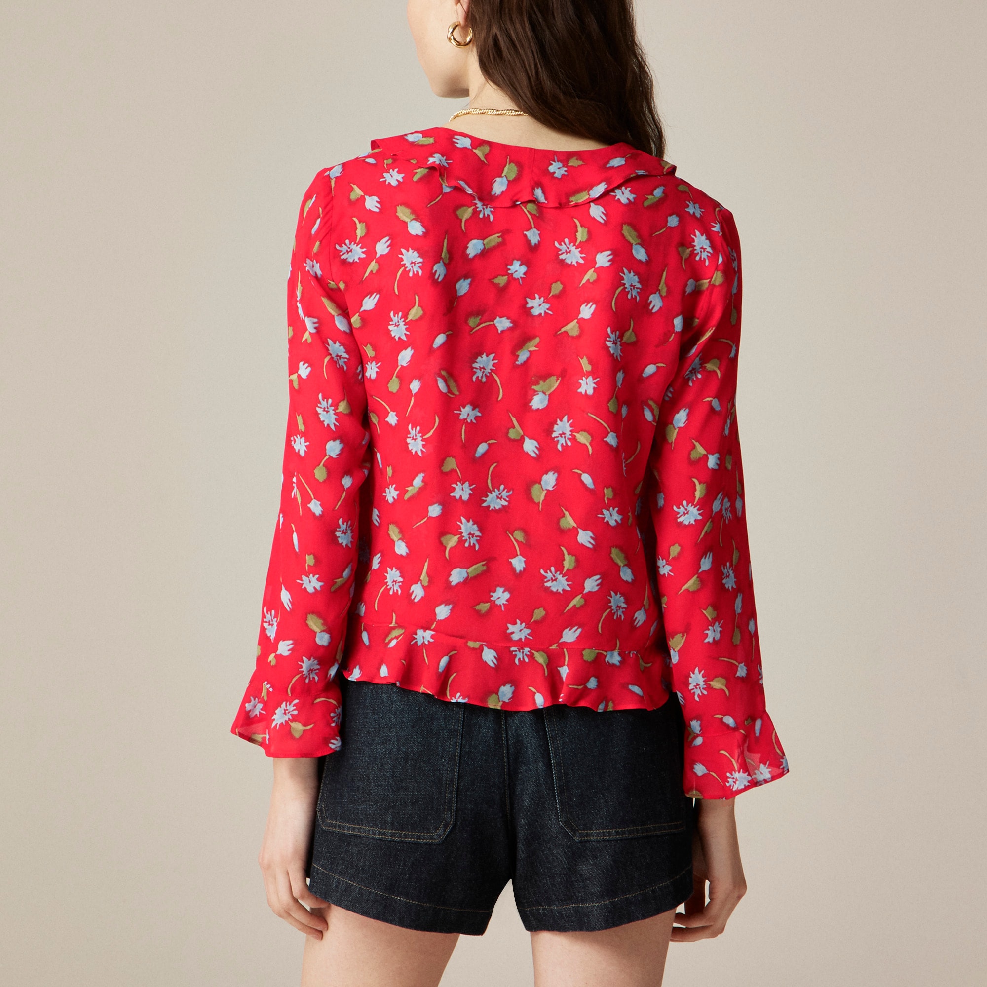 Ruffle tie-front top in chiffon - image 5