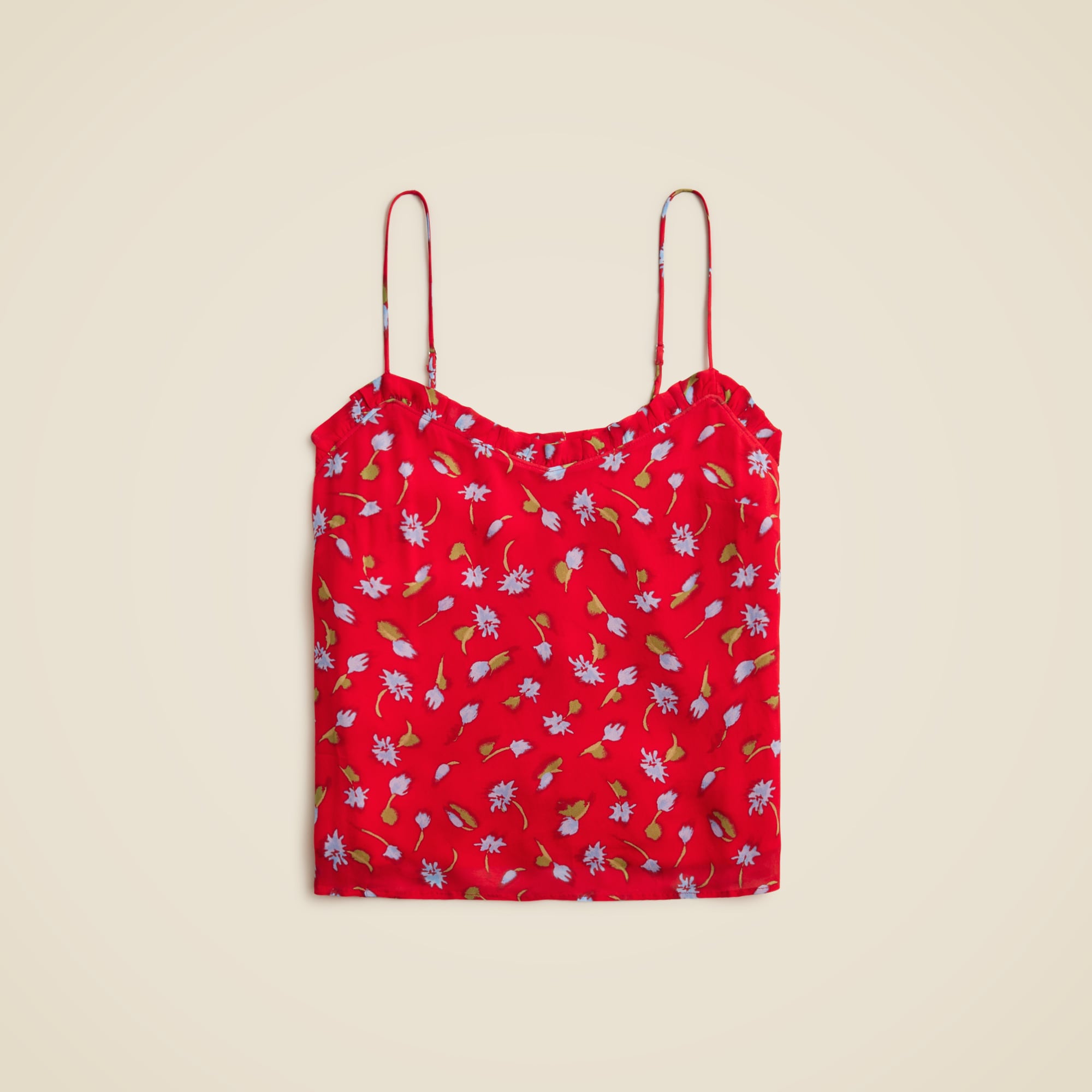 womens Ruffle-trim camisole in brushed daisy-print chiffon