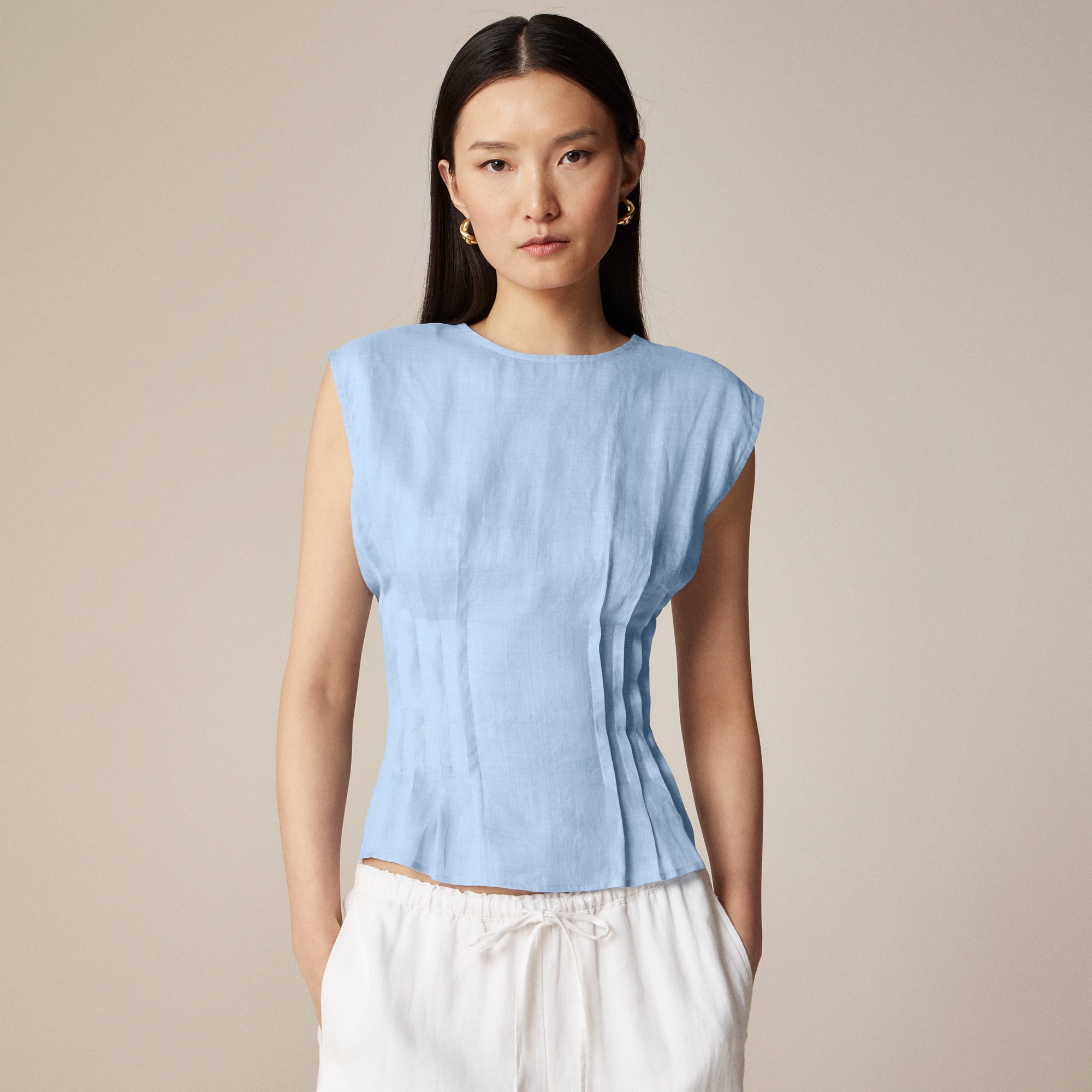 Pintuck shell top in ramie - image 3