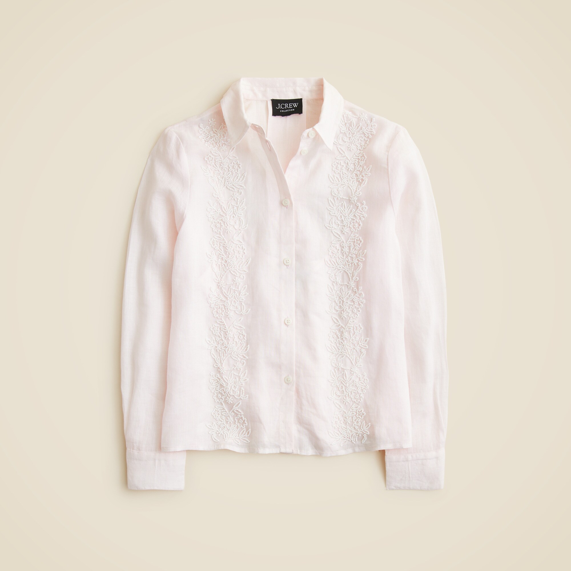  Collection beaded button-up shirt in ramie