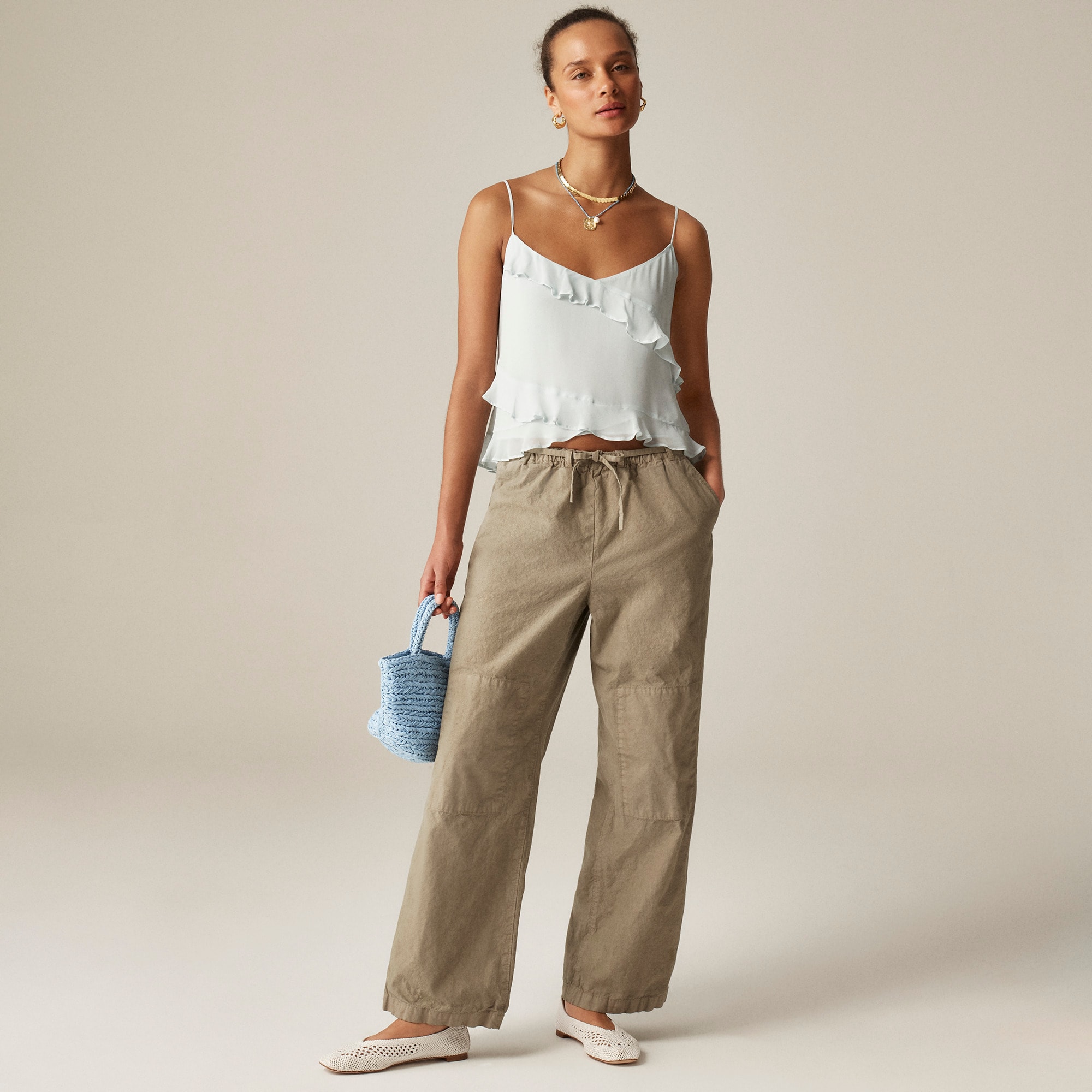 Drapey ruffle camisole in chiffon
