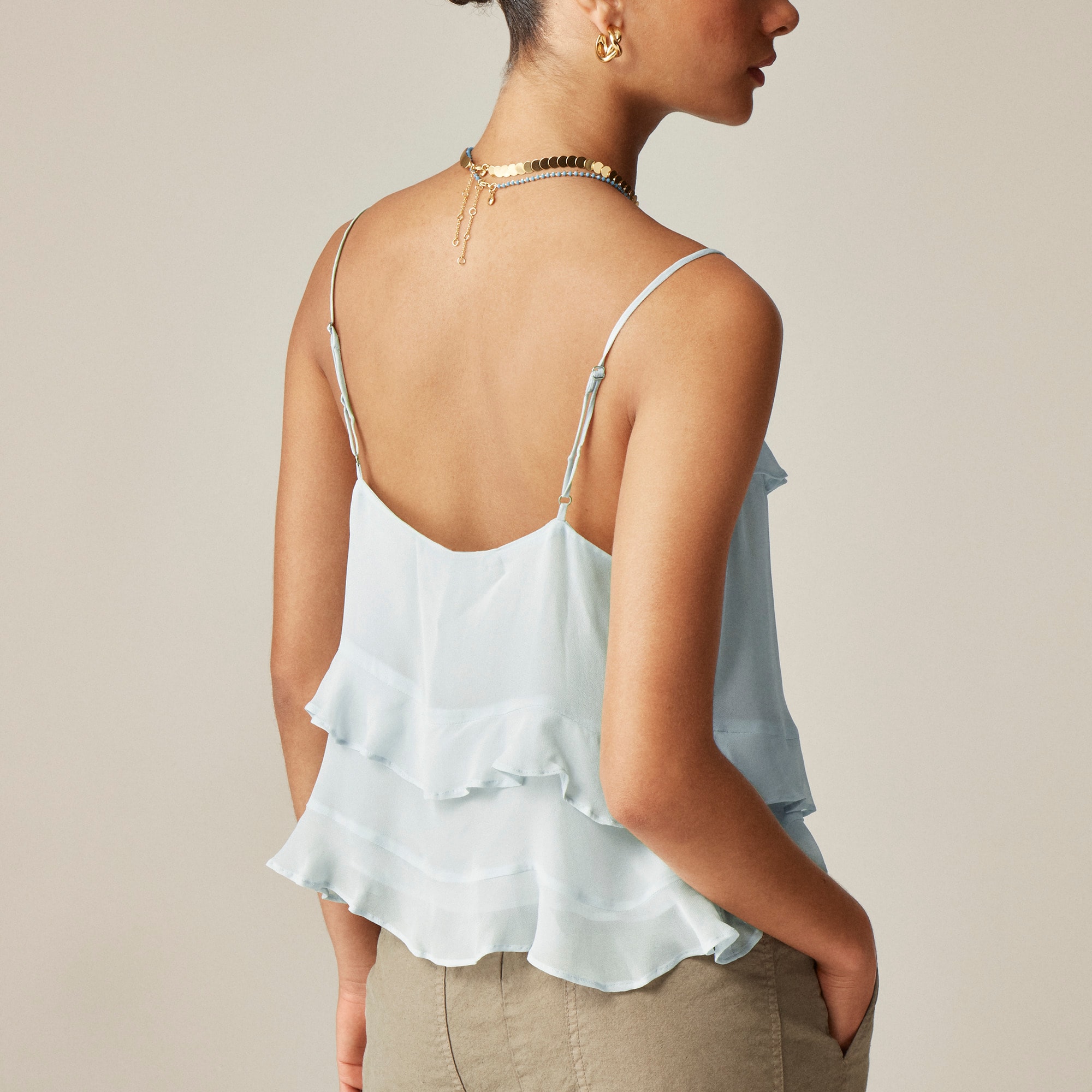 Drapey ruffle camisole in chiffon