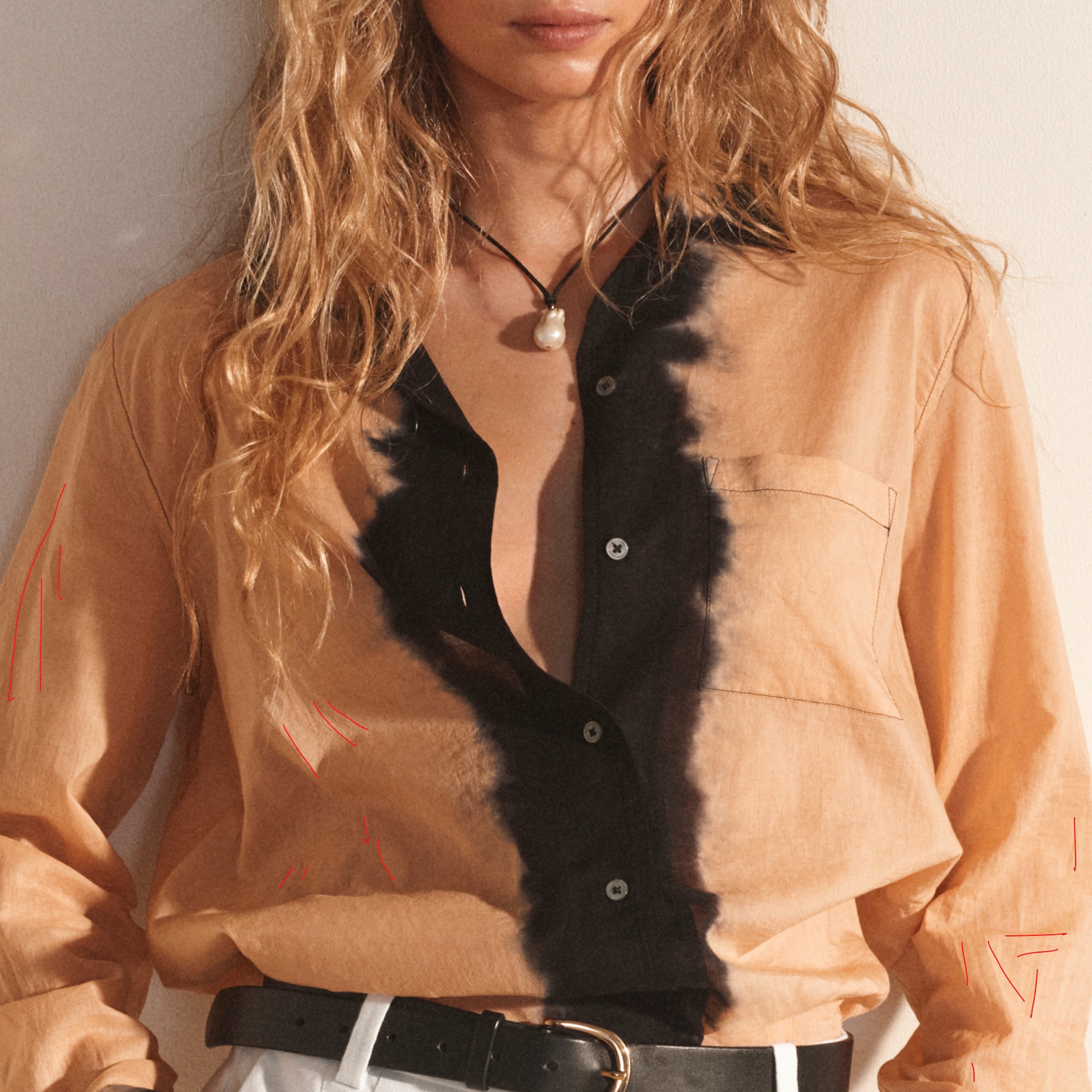 Dip-dyed button-up shirt in cotton voile