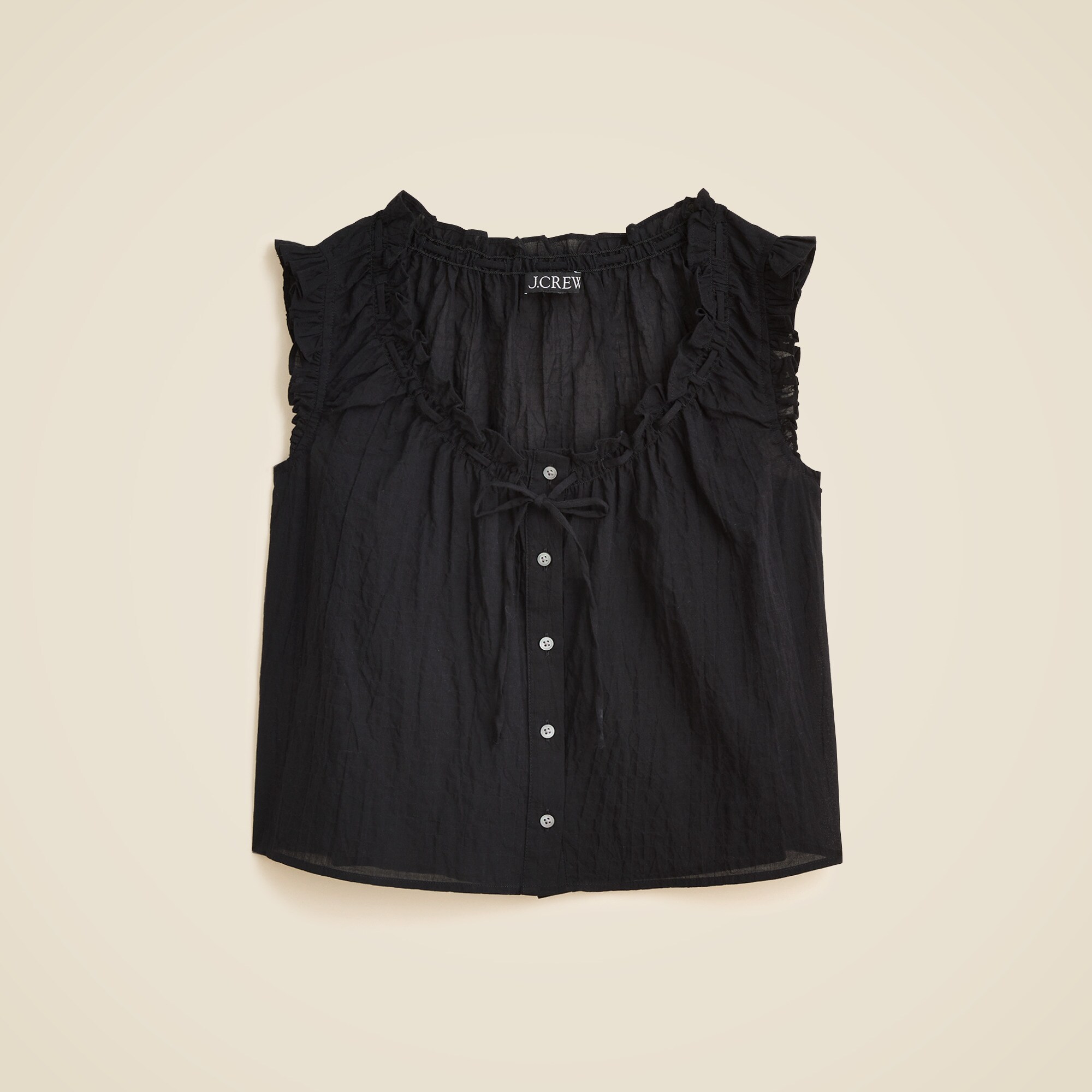Ruffle-trim button-up top