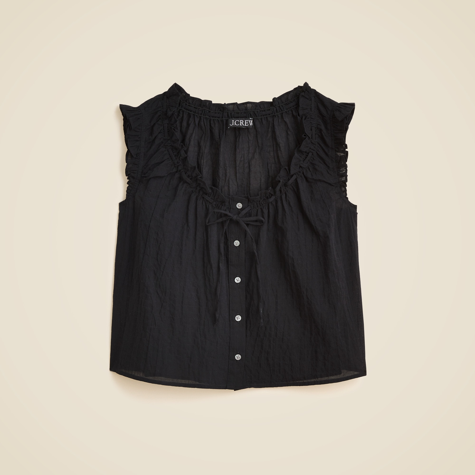 Ruffle-trim button-up top