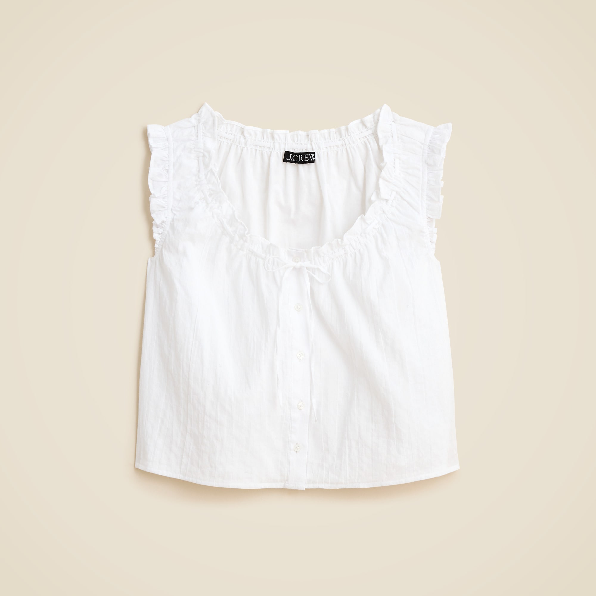 Ruffle-trim button-up top