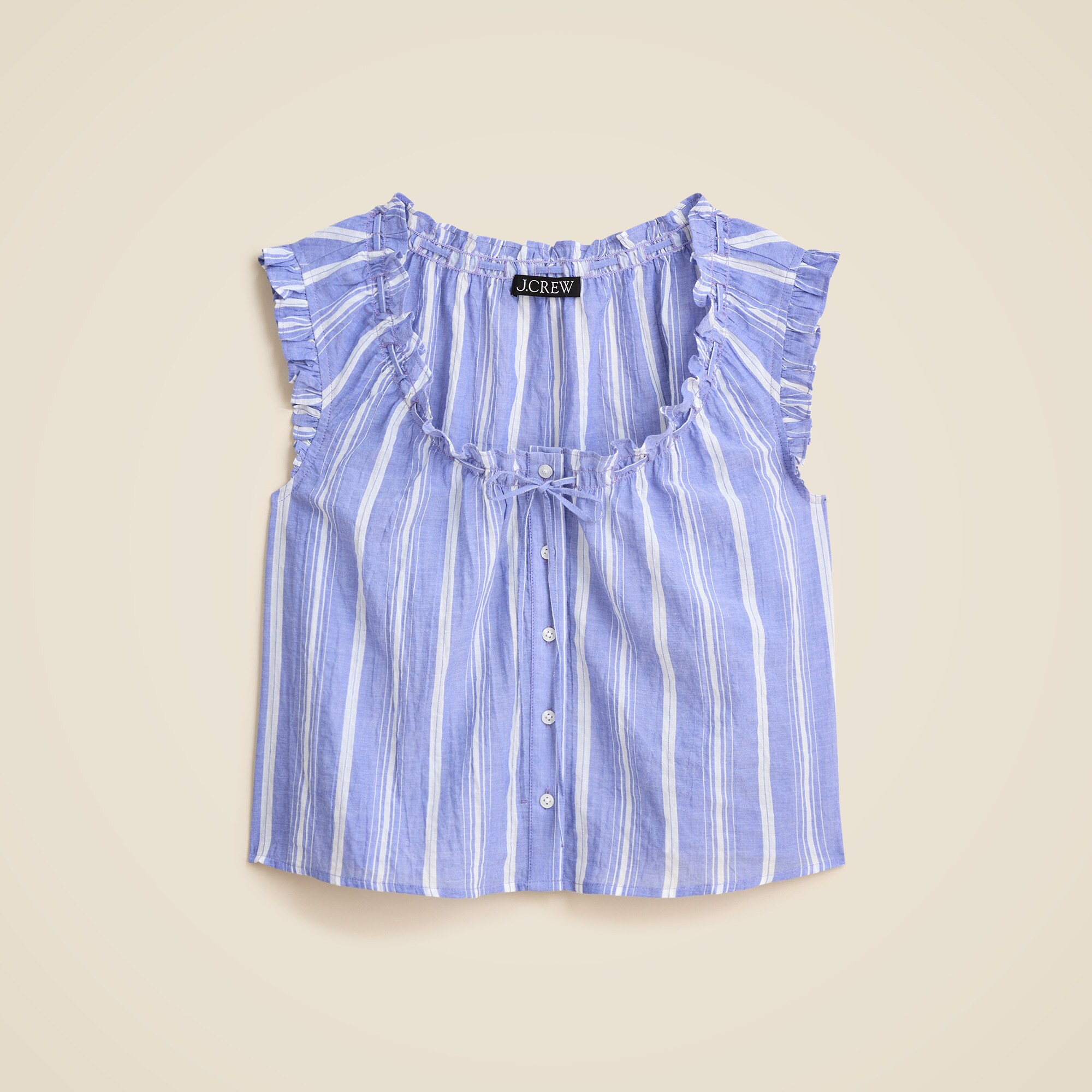 Ruffle-trim Button-up Top In Stripe For Women | J.Crew