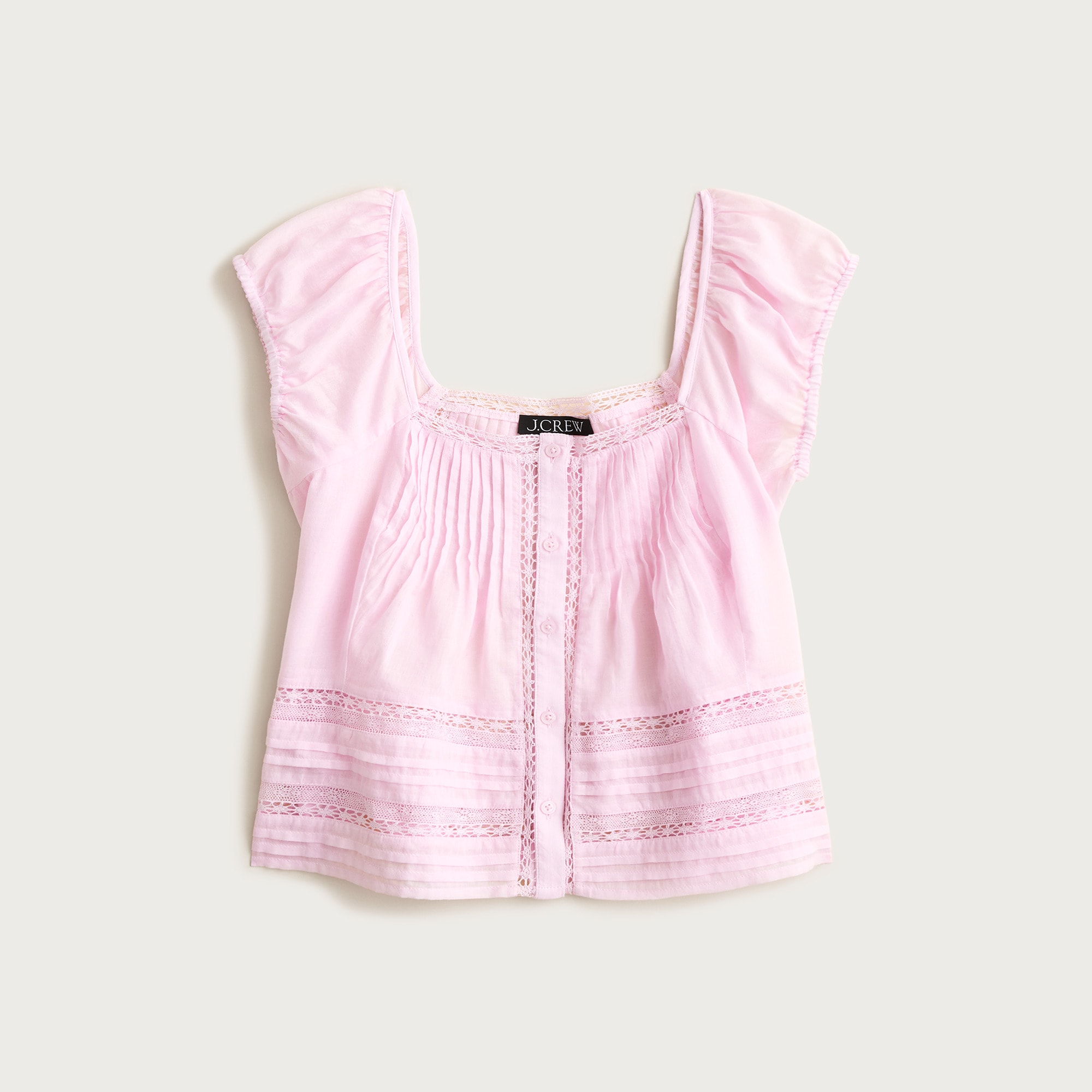 Cap-sleeve Lace-trim Top In Cotton Voile For Women | J.Crew